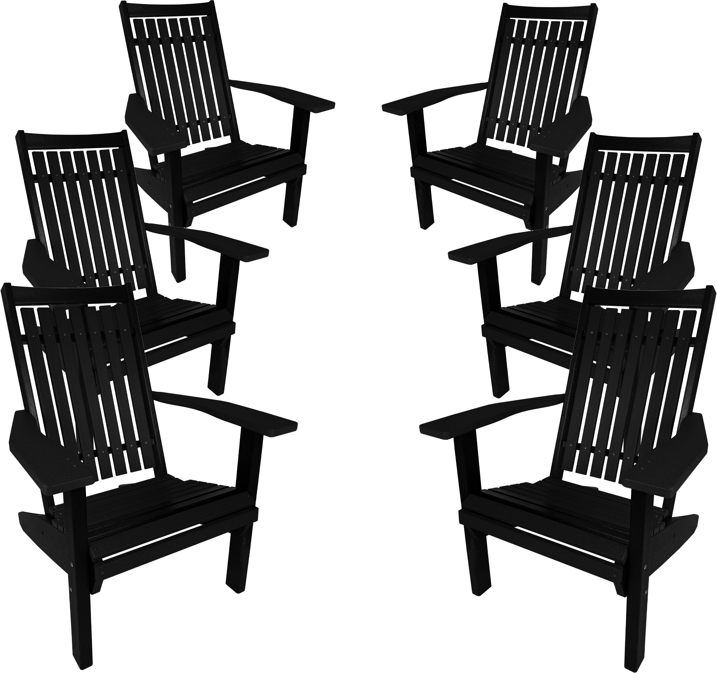 Set of 6 Stackable King Size Adirondack Chairs - New