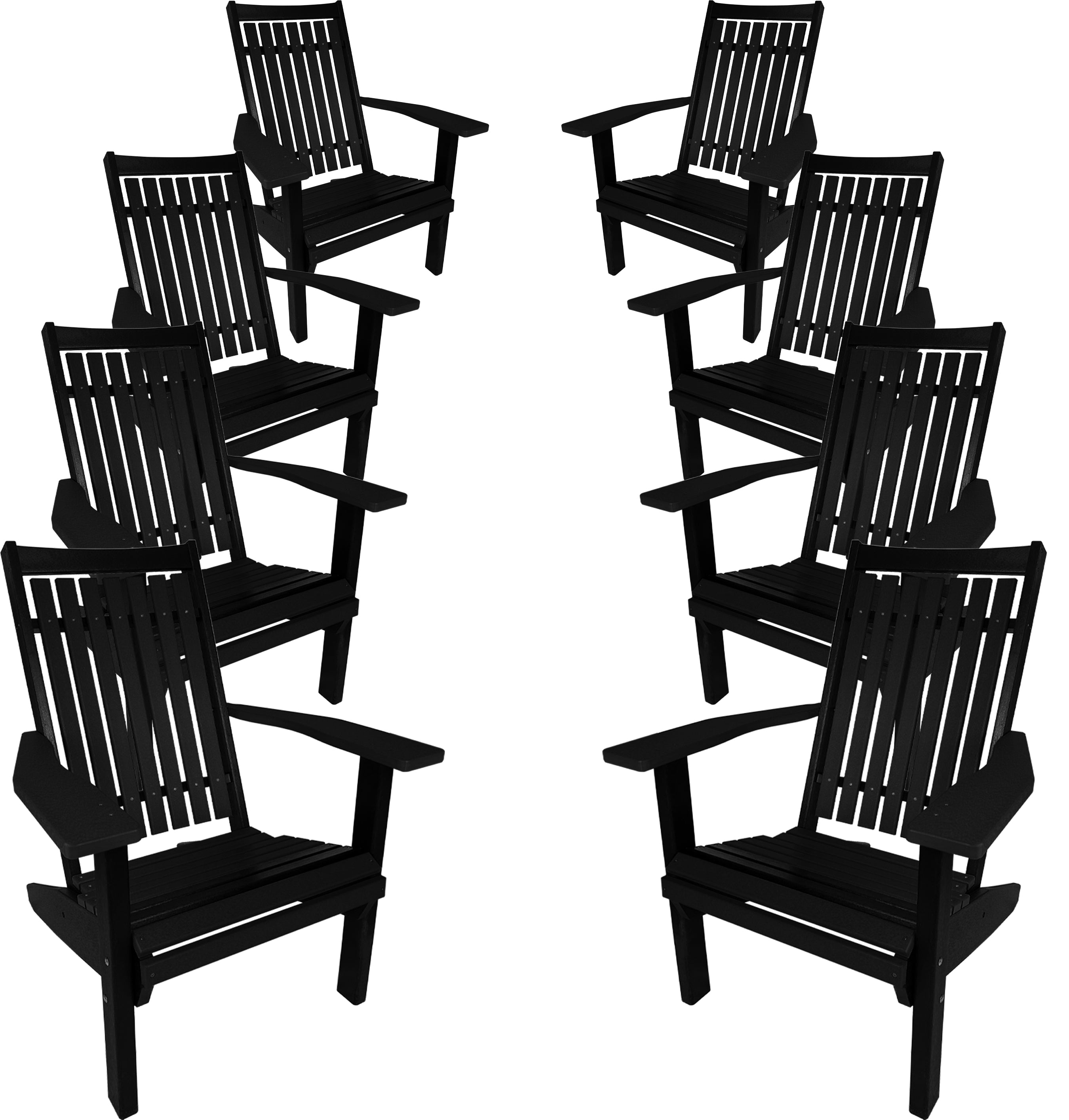 Set of 8 Stackable King Size Adirondack Chairs - New
