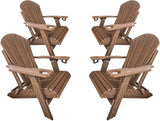 King-Size Set of 4 Folding Adirondack Chairs With Cup Holders