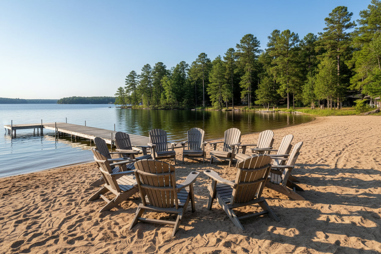 Set of 6 Folding Adirondack Chairs With Built-in Cup Holders King-Size