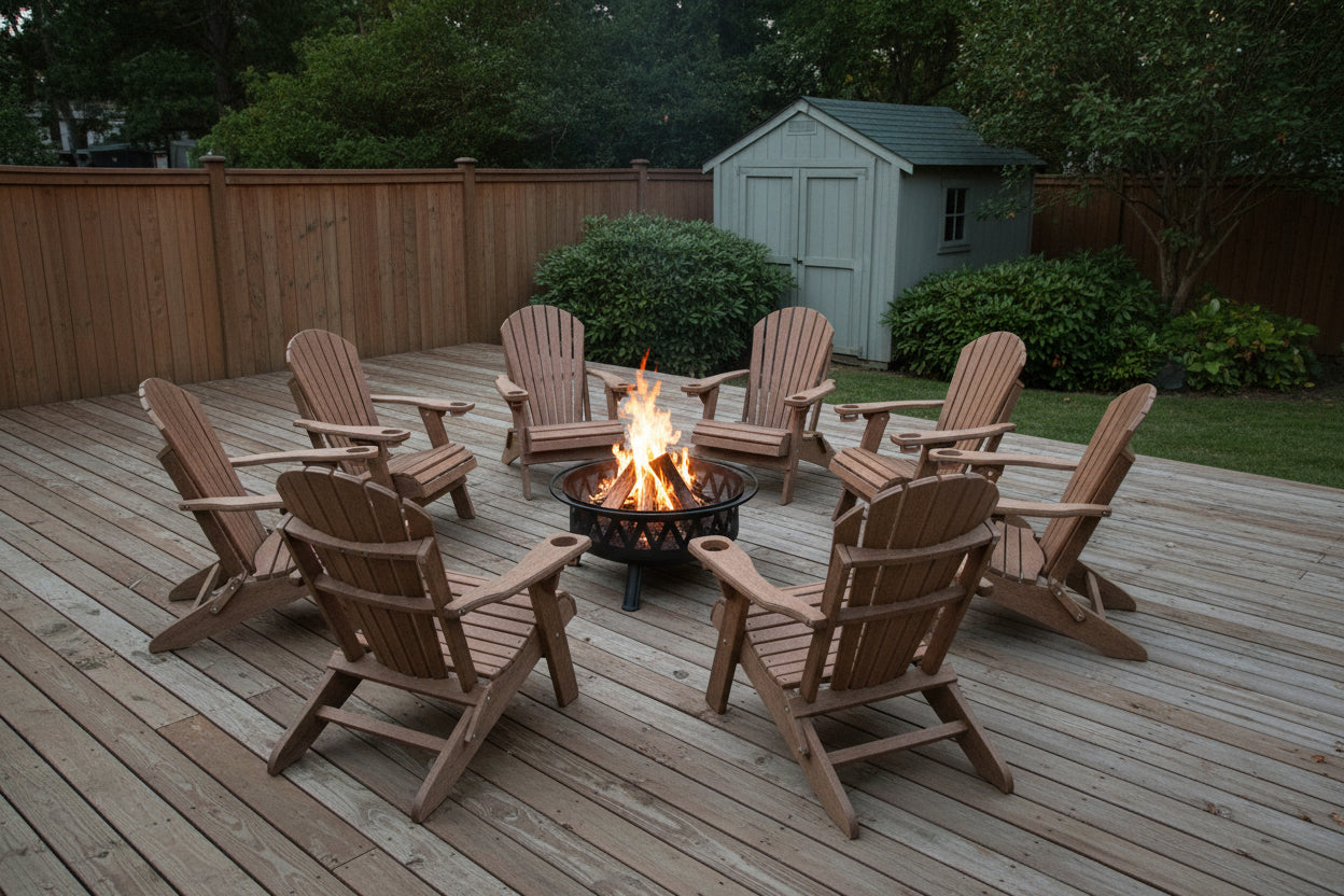 Set of 8 Folding Adirondack Chairs With Built-in Cup Holders King-Size