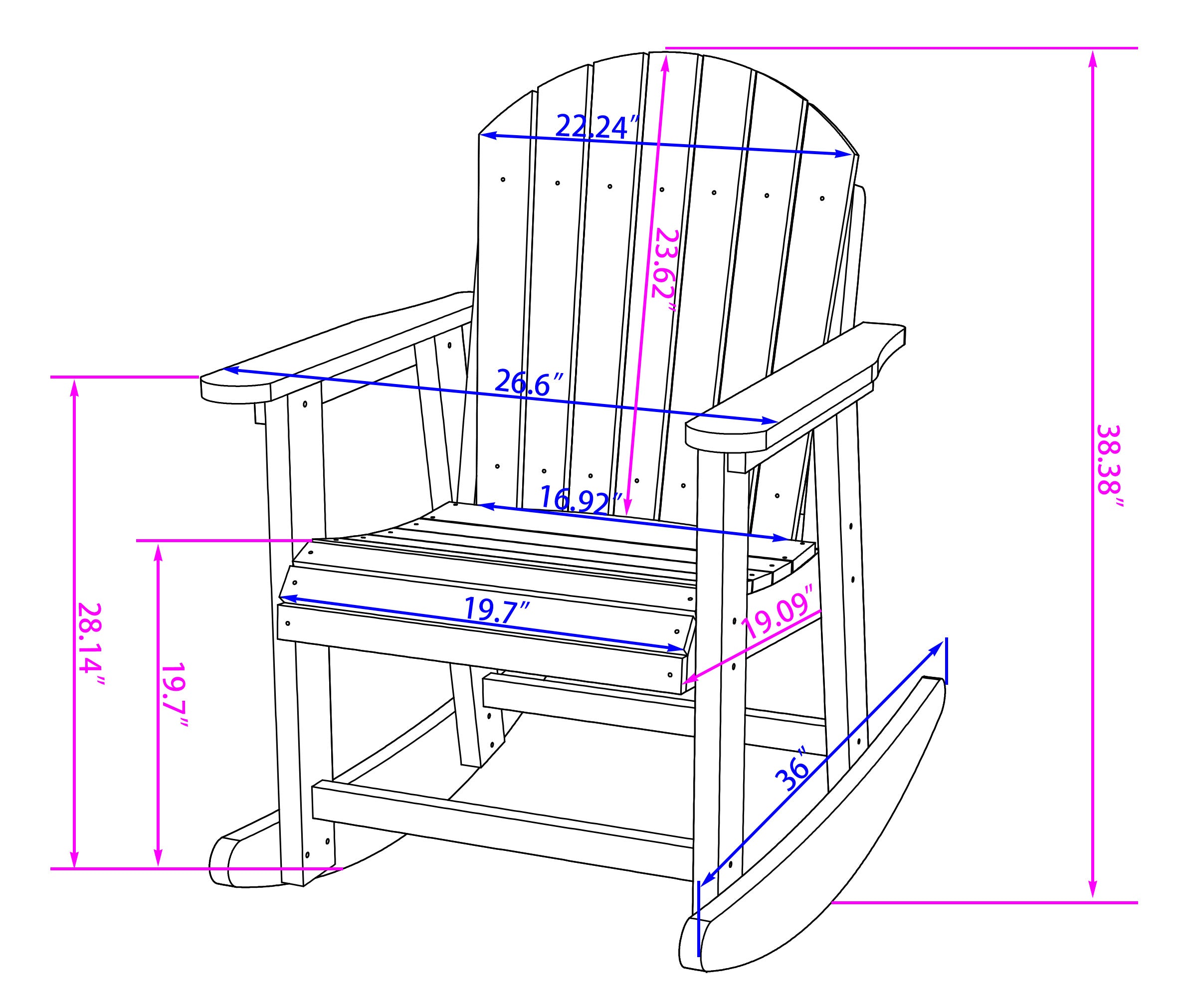 DURAWEATHR POLY® Adirondack Porch Rocker With Wine & Cup Holders