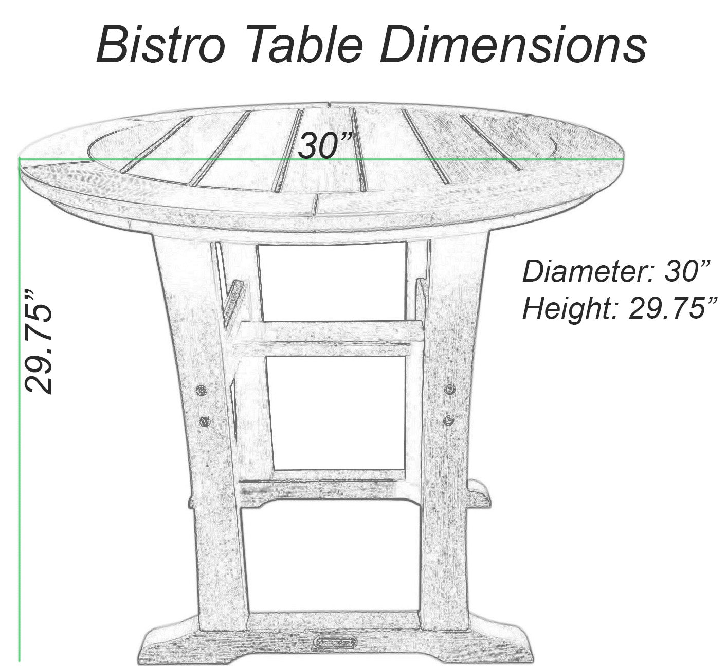 DURAWEATHER POLY® 3-Piece Adirondack Bistro Dining Table Set