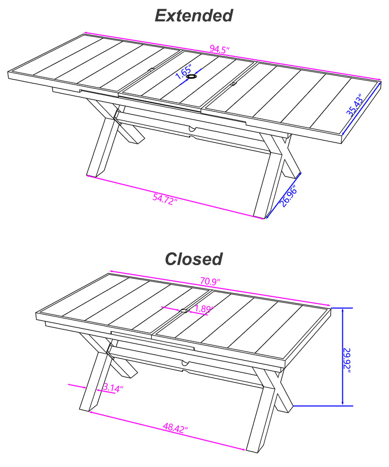 DURAWEATHER POLY® 9-Piece Extendable Outdoor Adirondack Dining Table Set