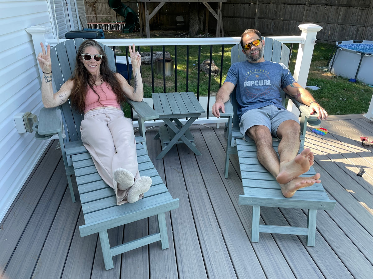 Folding Adirondack Chair with Built in Footrest & Cup/Wine Holders King Size