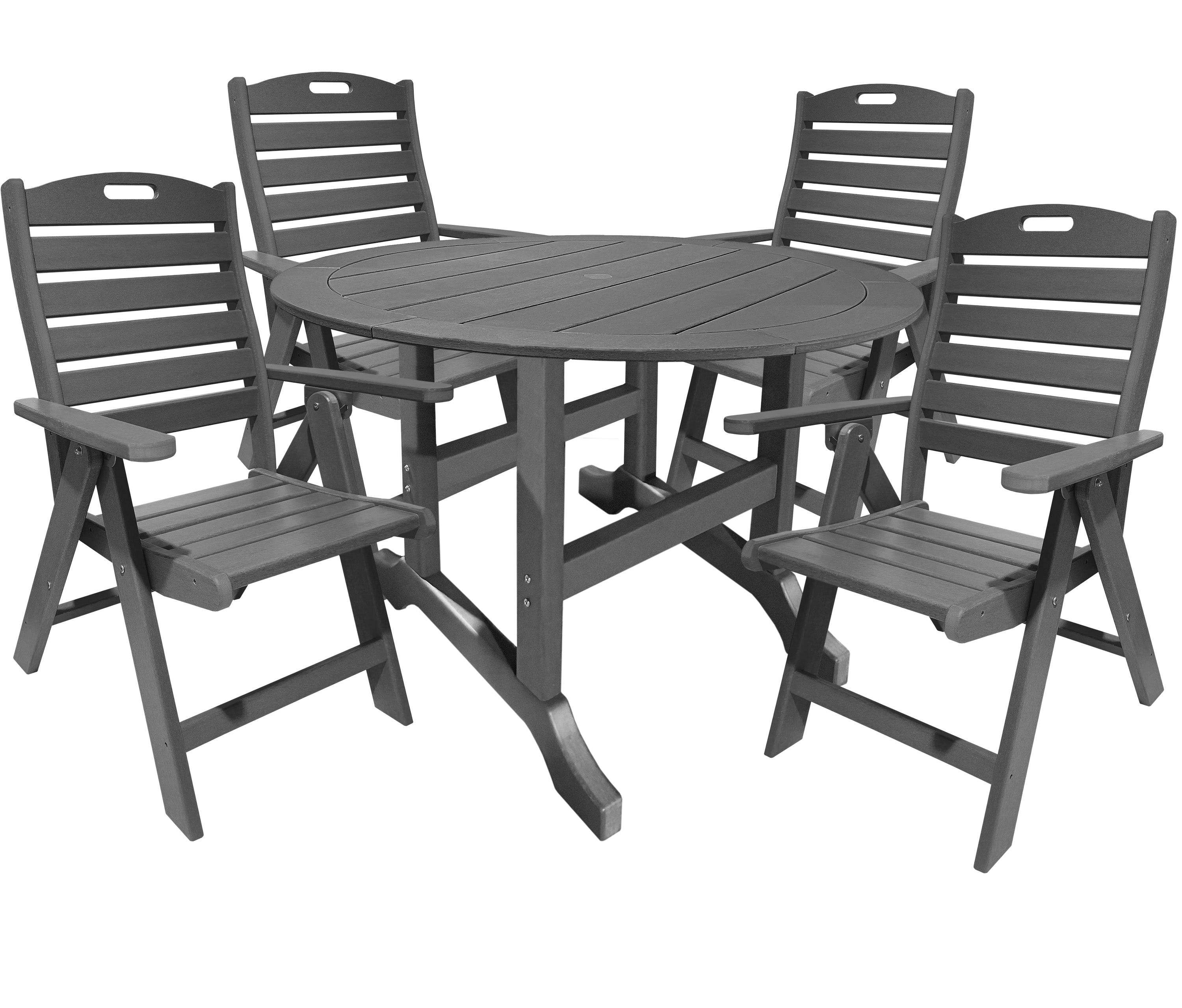 DURAWEATHER POLY® 5-Piece Savannah Dining Table Set With Folding & Reclining Chairs