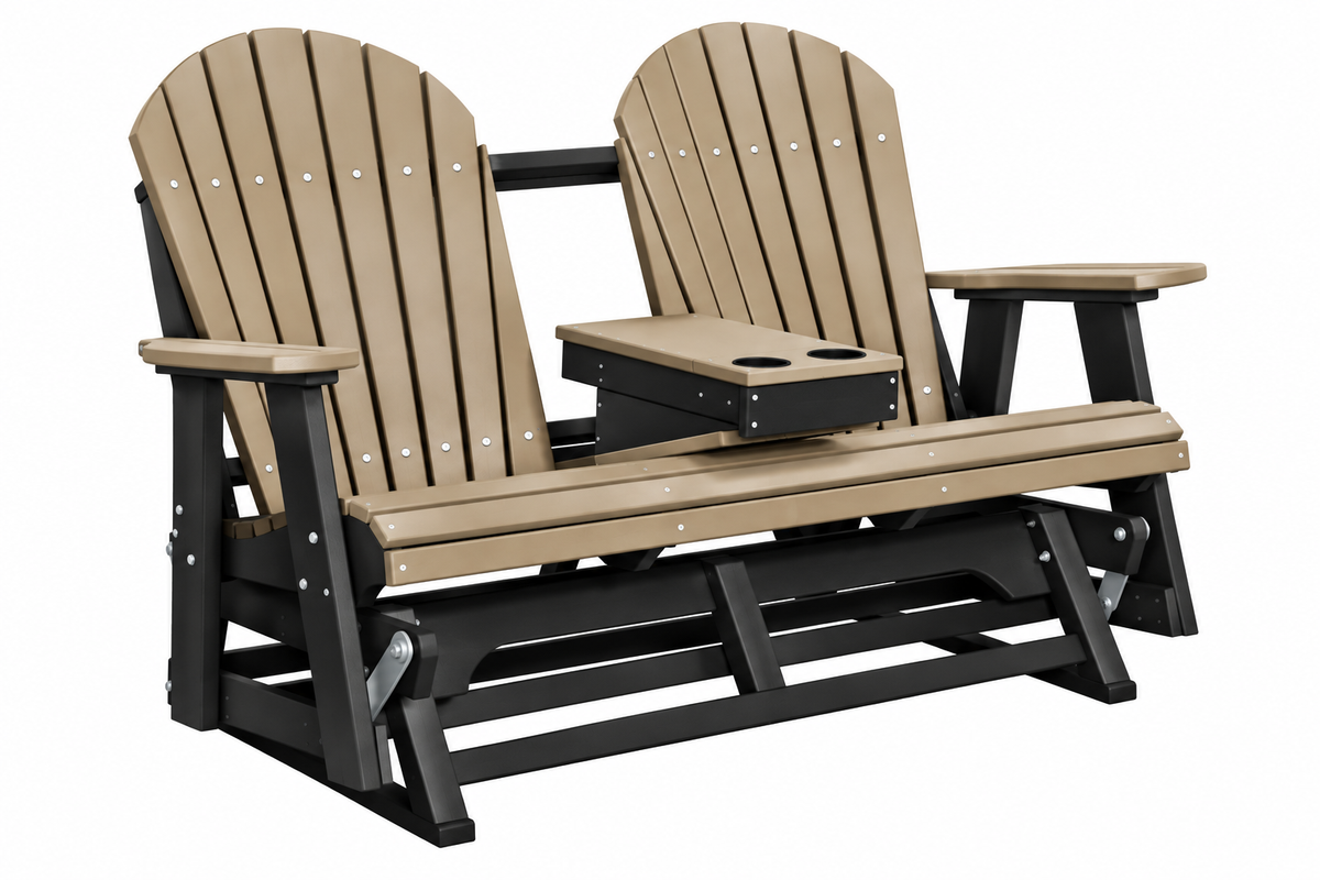 Adirondack 5'ft Glider With Flip-Down Console with Cupholders