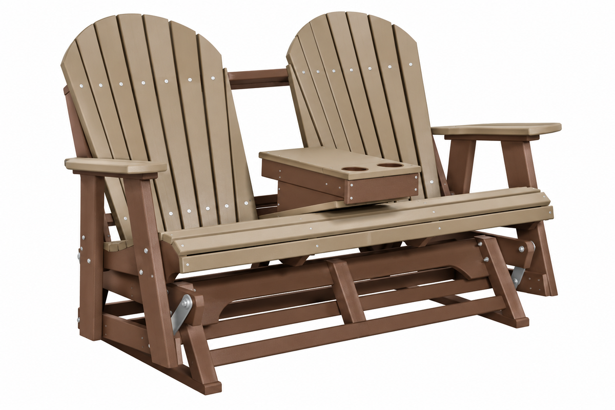 Adirondack 5'ft Glider With Flip-Down Console with Cupholders