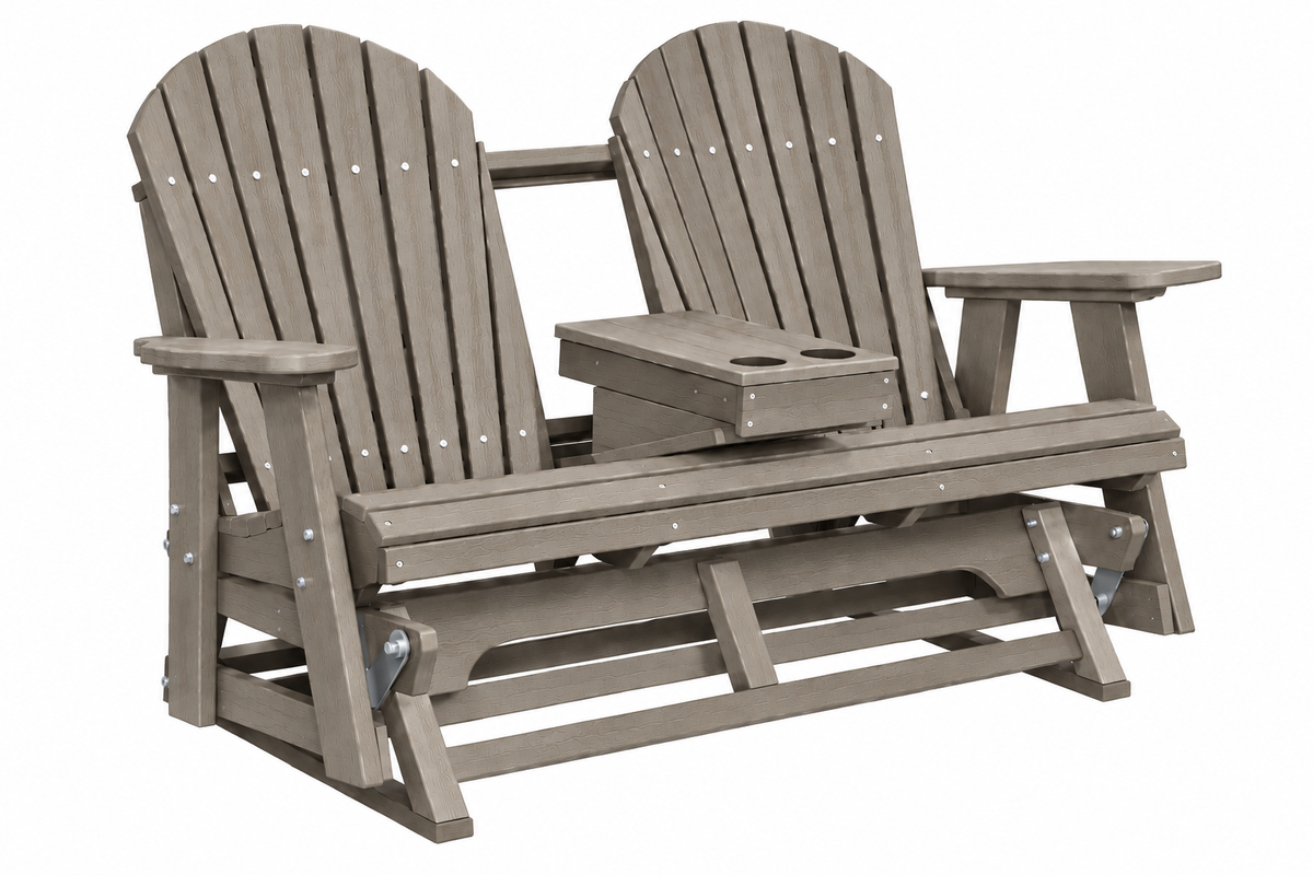 Adirondack 5'ft Glider With Flip-Down Console with Cupholders