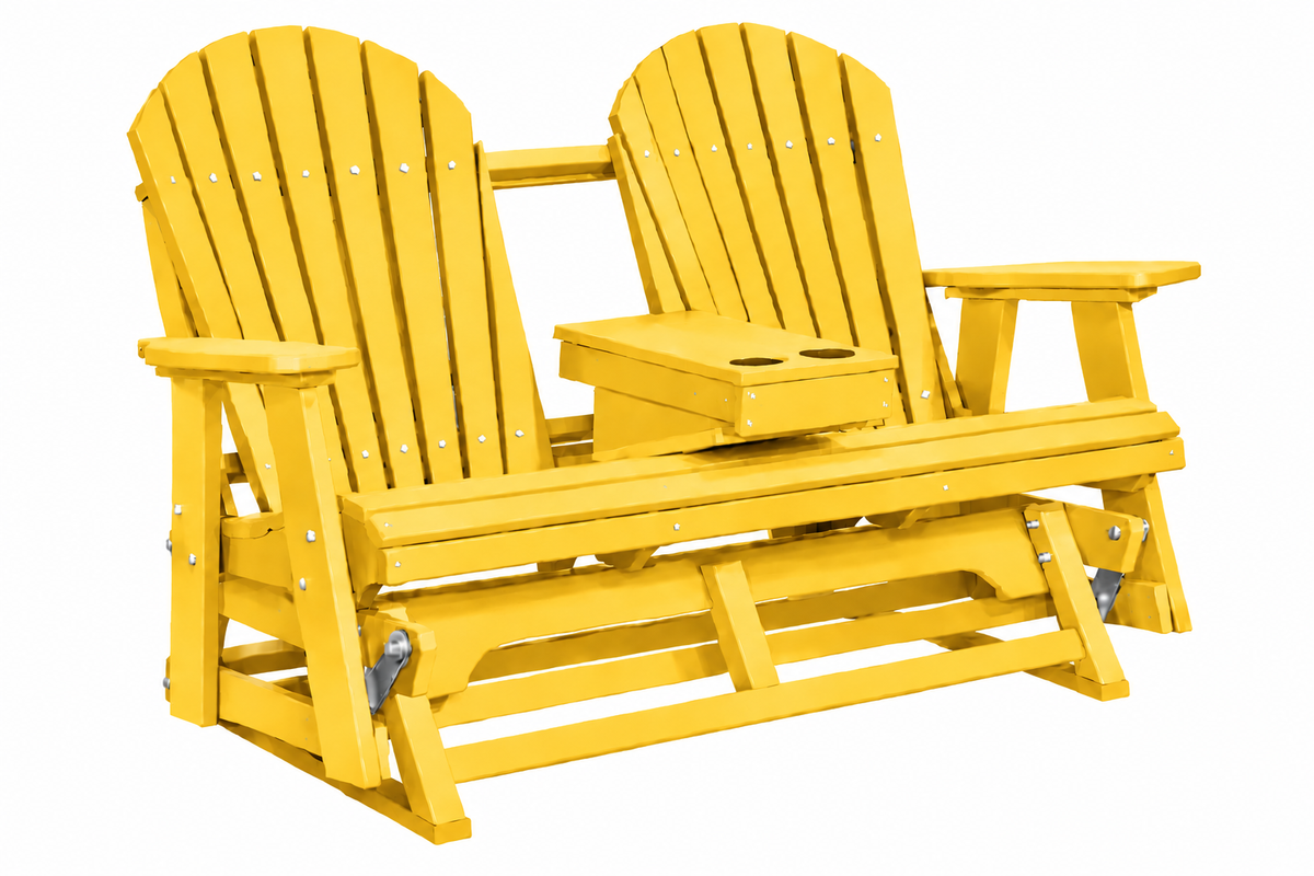 Adirondack 5'ft Glider With Flip-Down Console with Cupholders