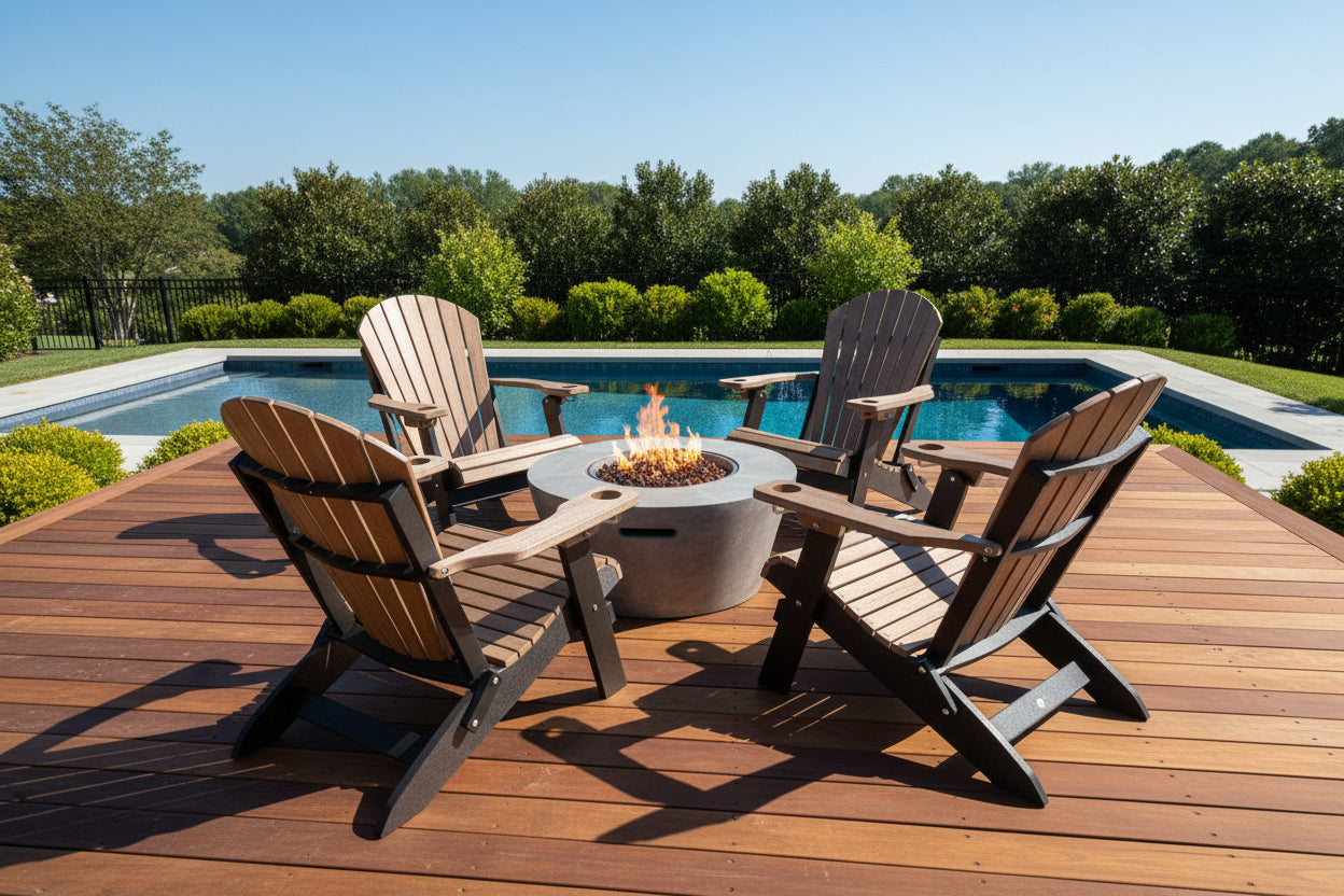Set of 4 - Signature King Size Folding Adirondack Chair w Cup Holders