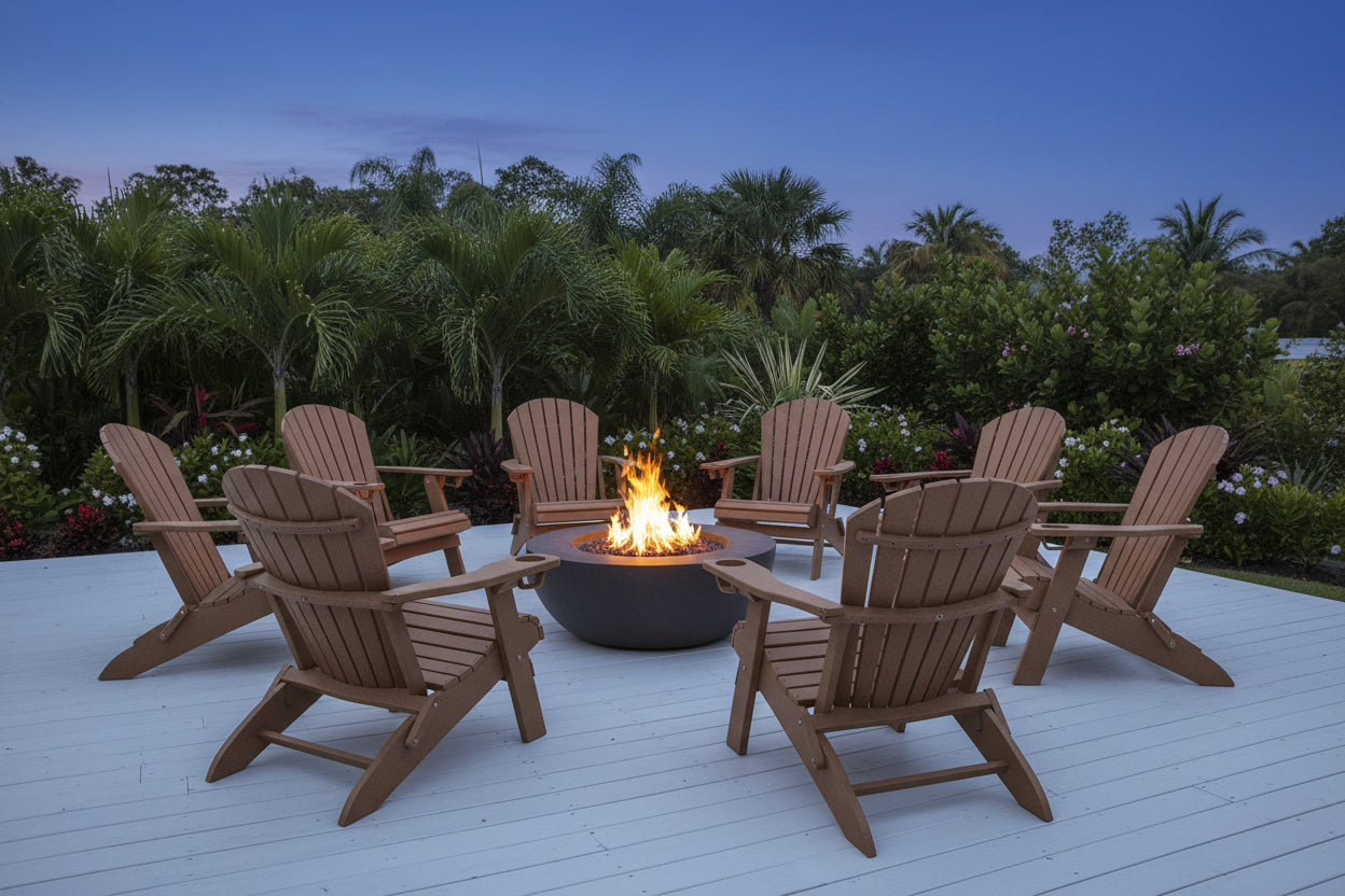 Set of 8 Folding Adirondack Chairs With Built-in Cup Holders King-Size