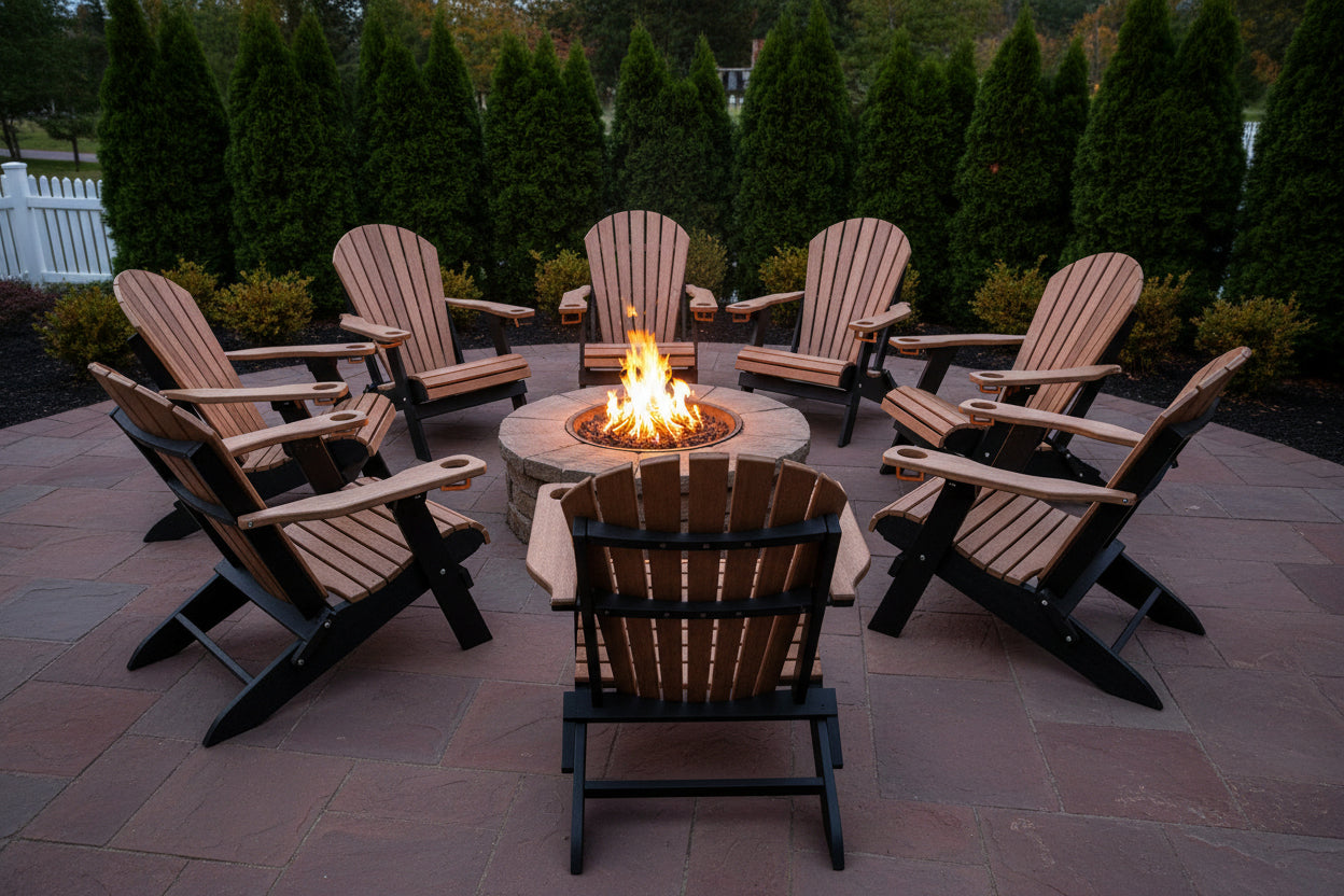 Set of 8 Folding Adirondack Chairs With Built-in Cup Holders King-Size