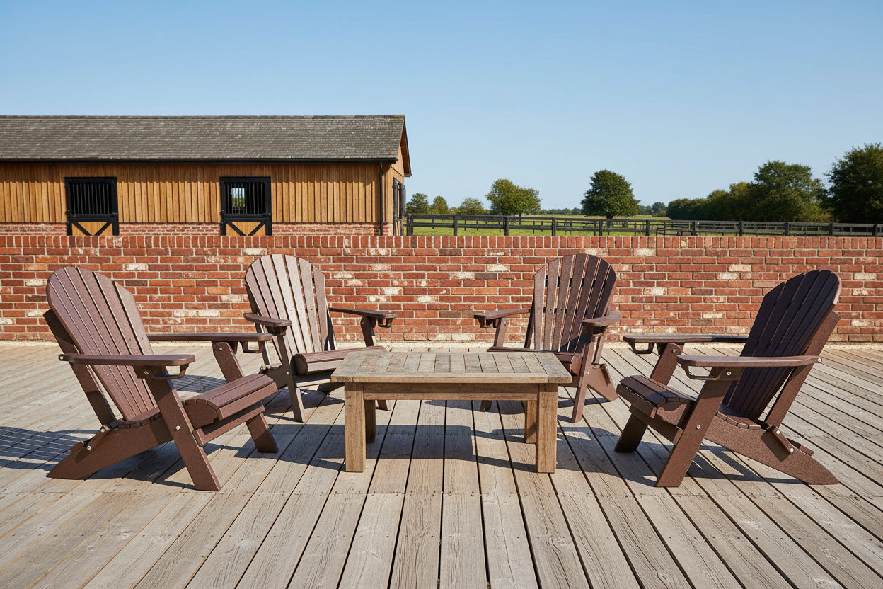 Set of 4 Folding Adirondack Chairs With Built-in Cup Holders King Size