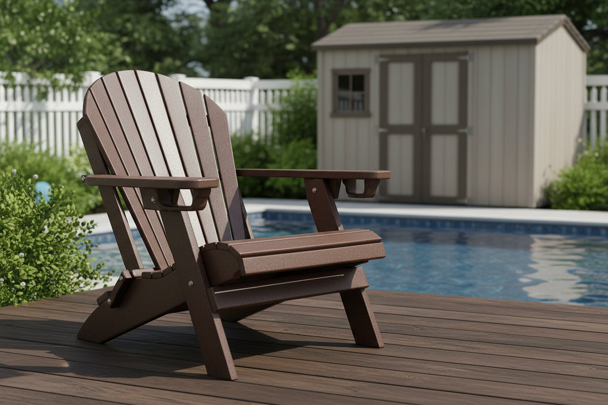 DuraWeather Poly&reg; Premium King Size Folding Adirondack Chair with Built-in Cup Holders