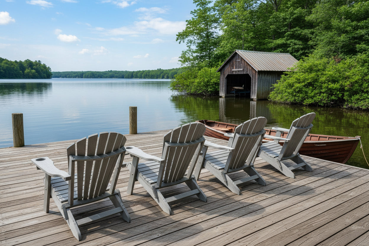 Set of 4 Folding Adirondack Chairs With Built-in Cup Holders King Size