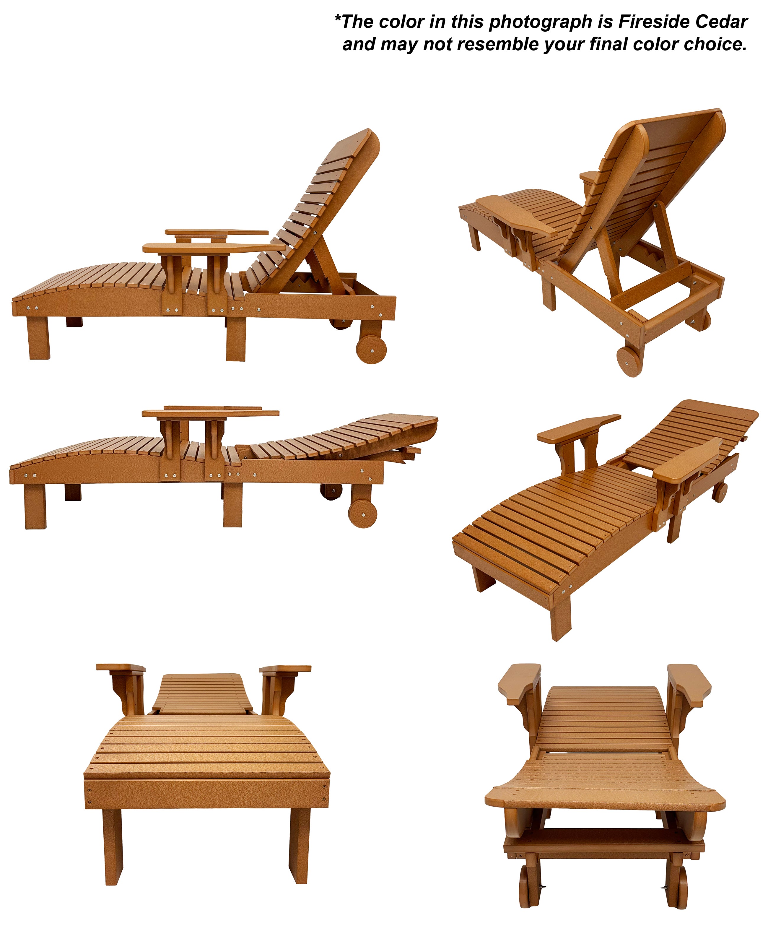 Traditional Chaise Lounge With Wheels And Adjustable Back