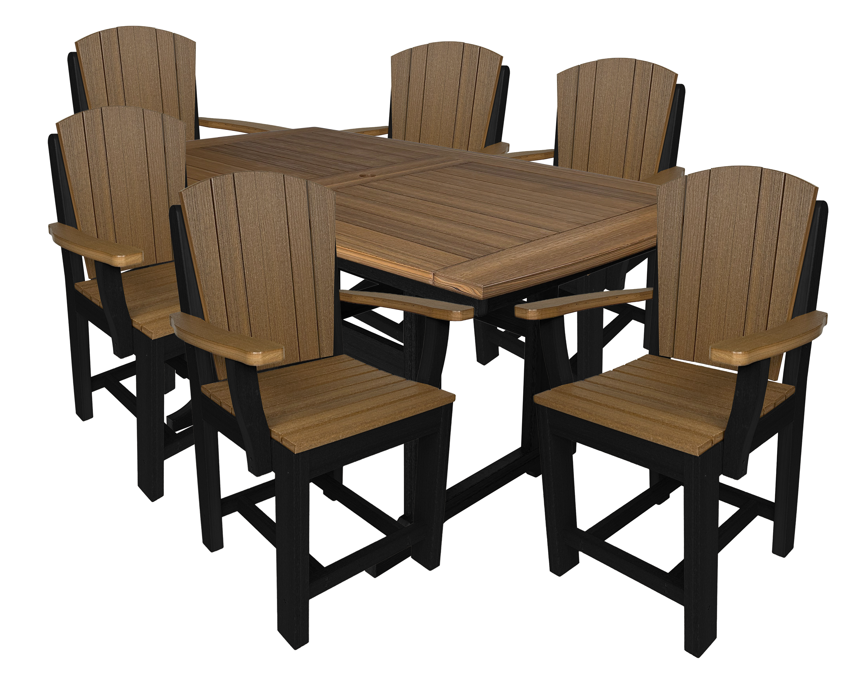 7-Piece Plantation Dining Set With 6 Arm Chairs