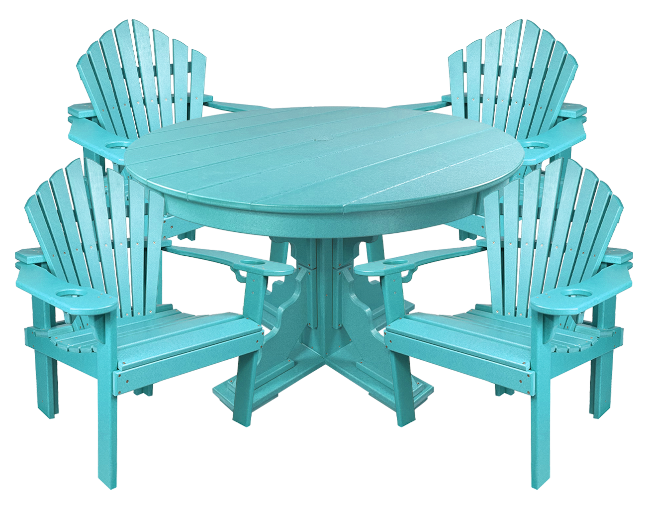 5-Piece 44”rd. Bridgewater Dining Set With Built In Cupholders