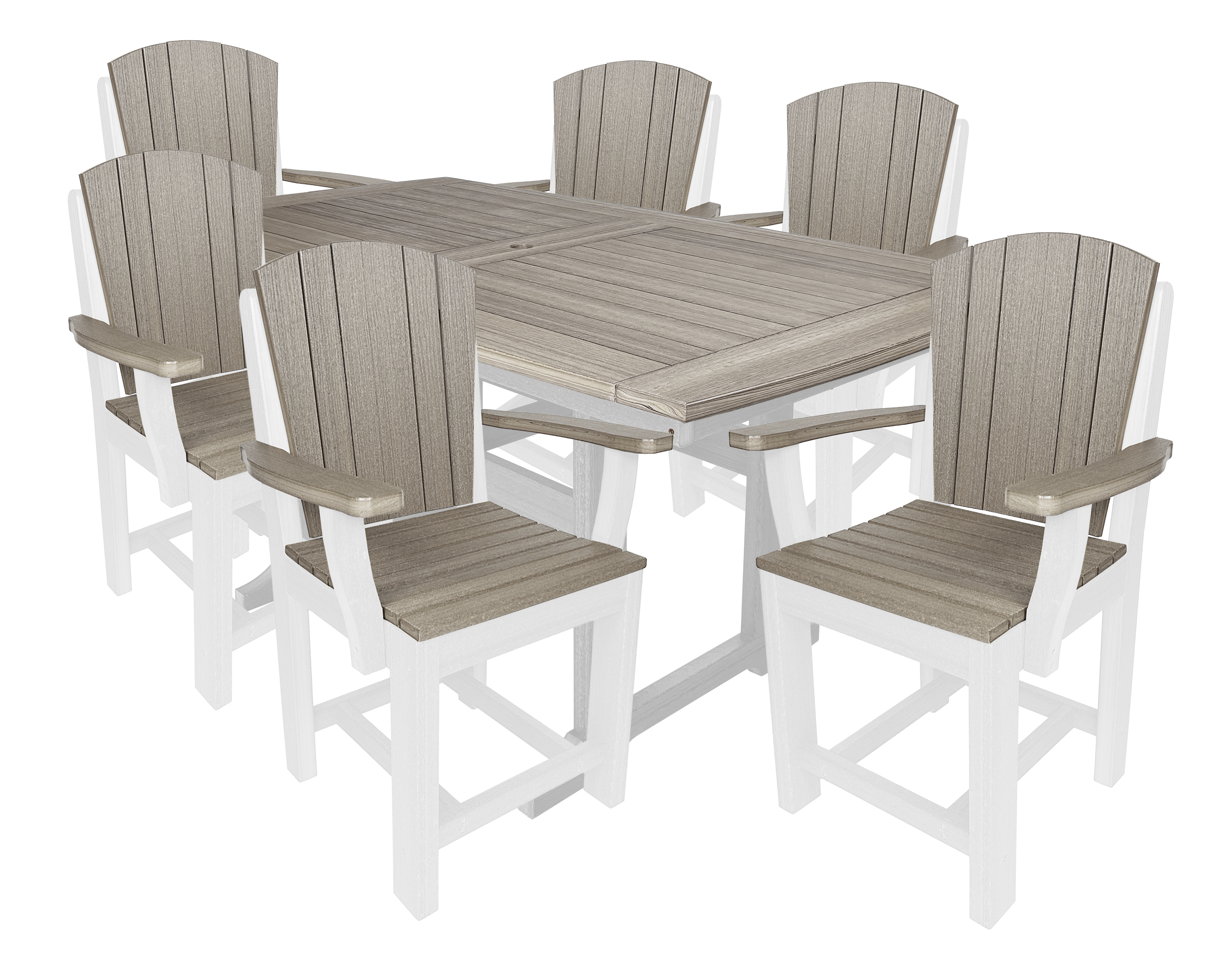 7-Piece Plantation Dining Set With 6 Arm Chairs