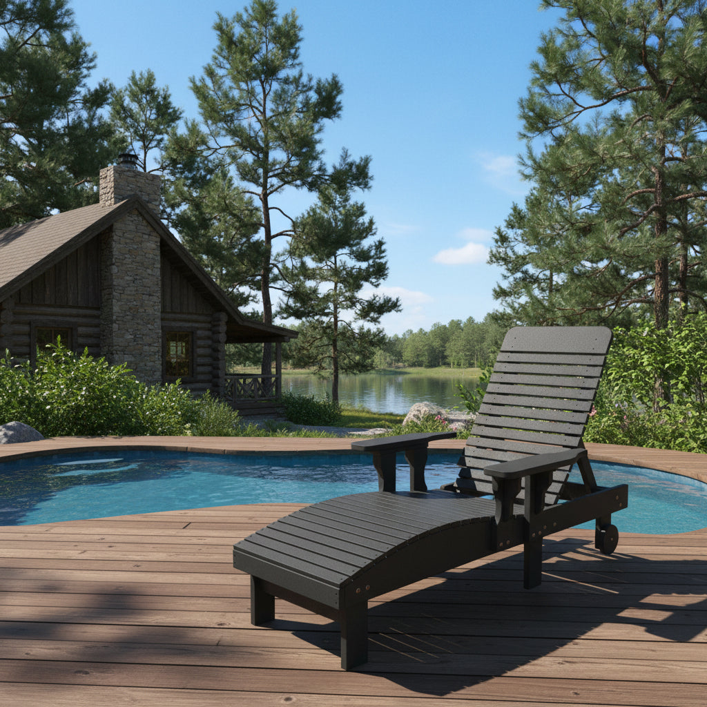 Traditional Chaise Lounge With Wheels And Adjustable Back