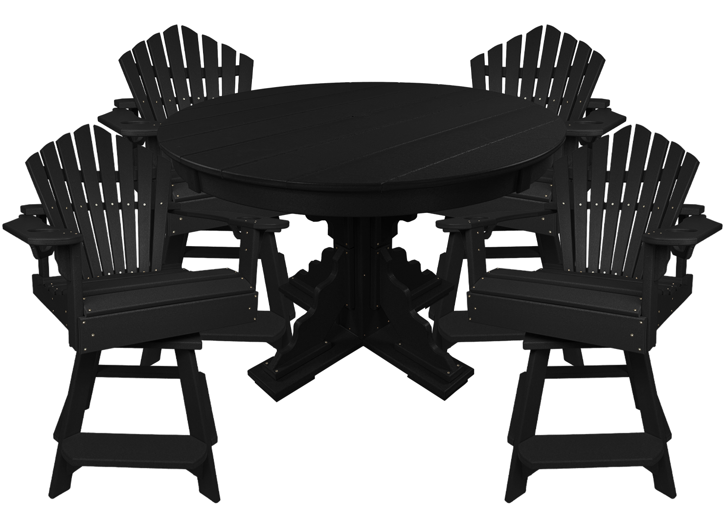 5-Piece 44”rd. Bridgewater Counter Swivels With Built In Cupholders Set