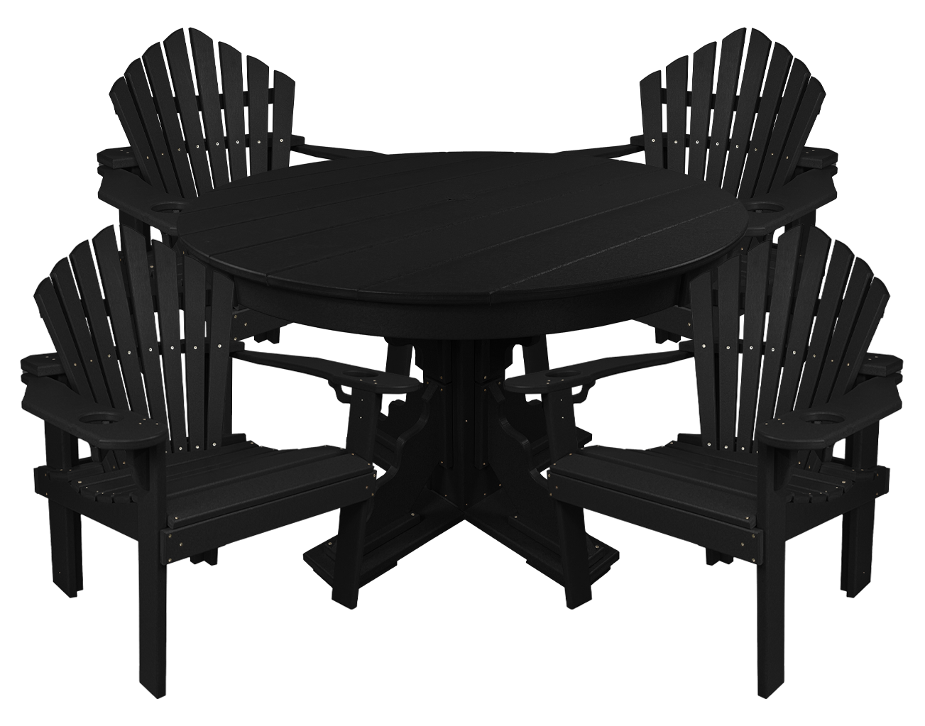 5-Piece 44”rd. Bridgewater Dining Set With Built In Cupholders