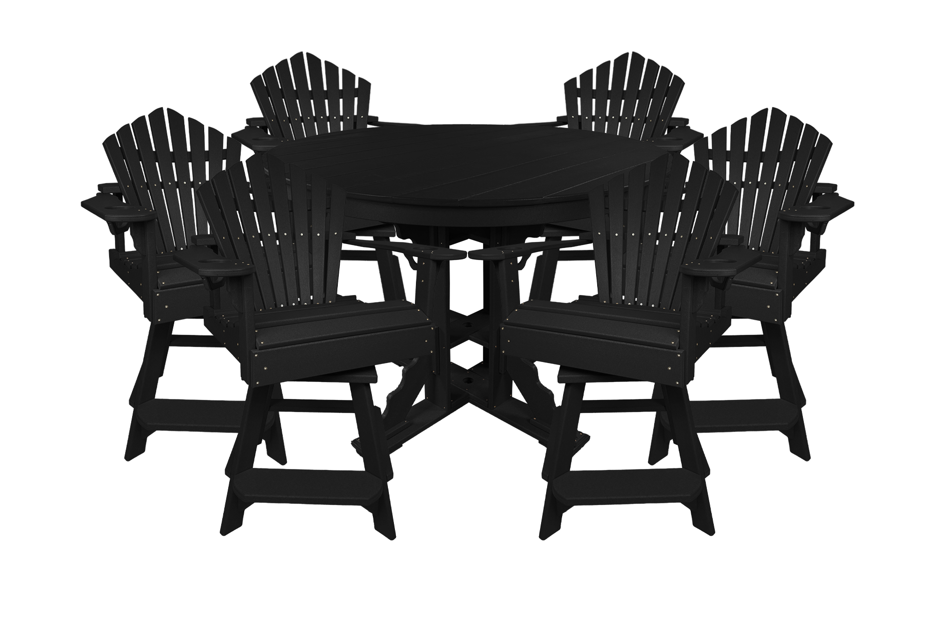 7-Piece 60”rd. Bridgewater Counter Swivels With Built In Cupholders Set
