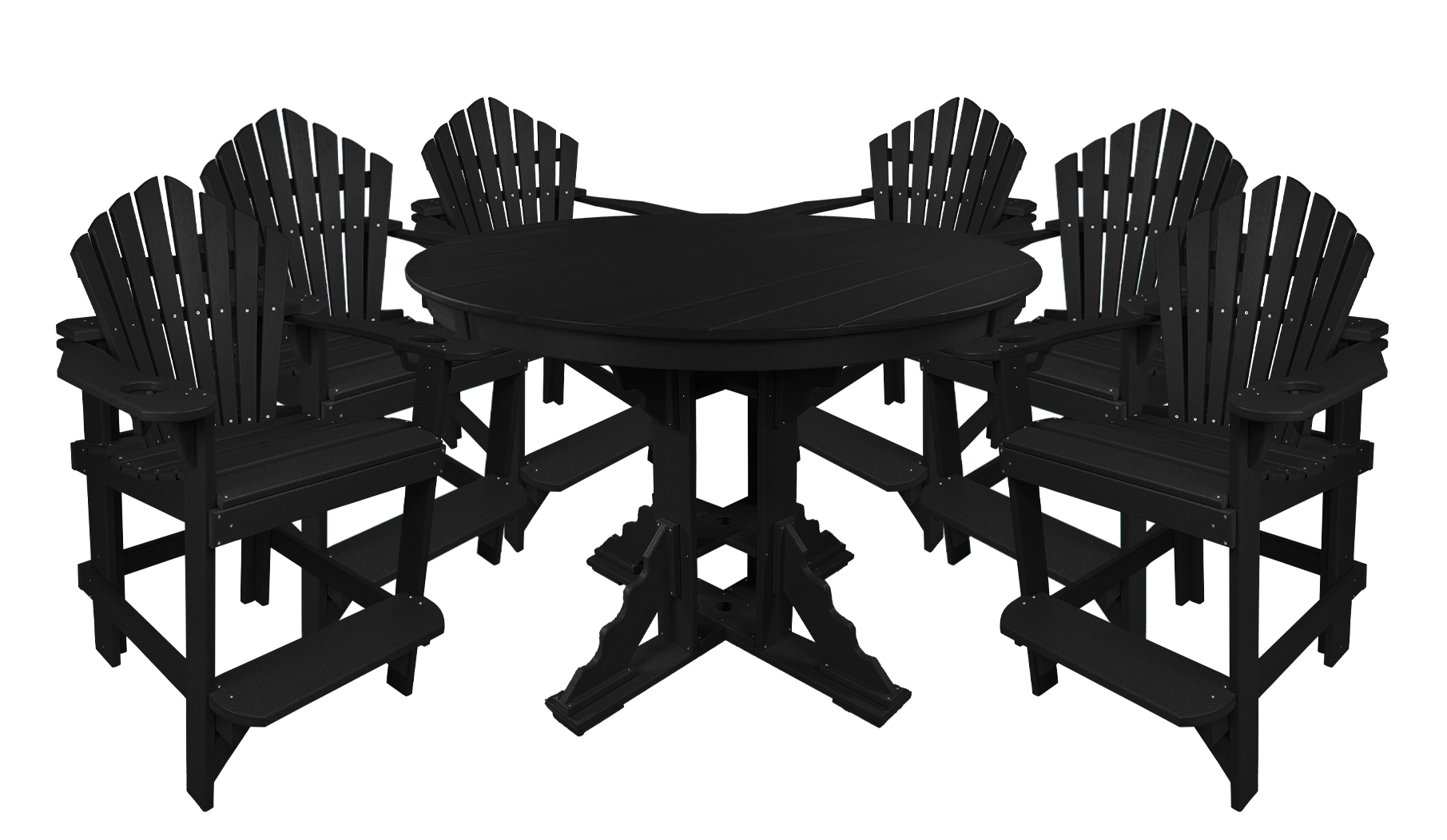 7-Piece 60”rd. Bridgewater Counter Set With Built In Cupholders