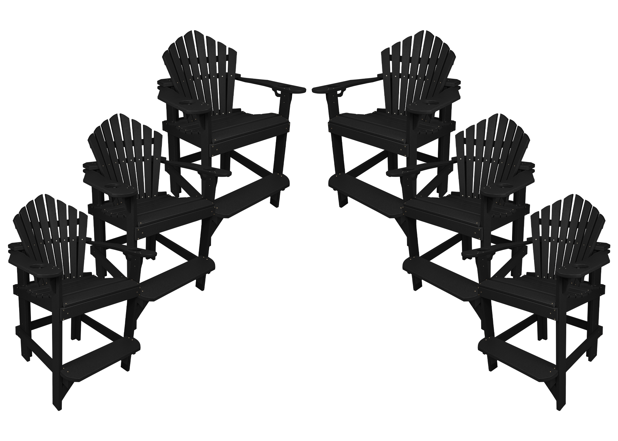 Set of 6 - Bridgewater Counter Chairs With Built In Cupholders
