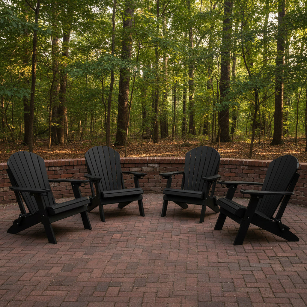 Set of 4 Folding Adirondack Chairs With Built-in Cup Holders King Size