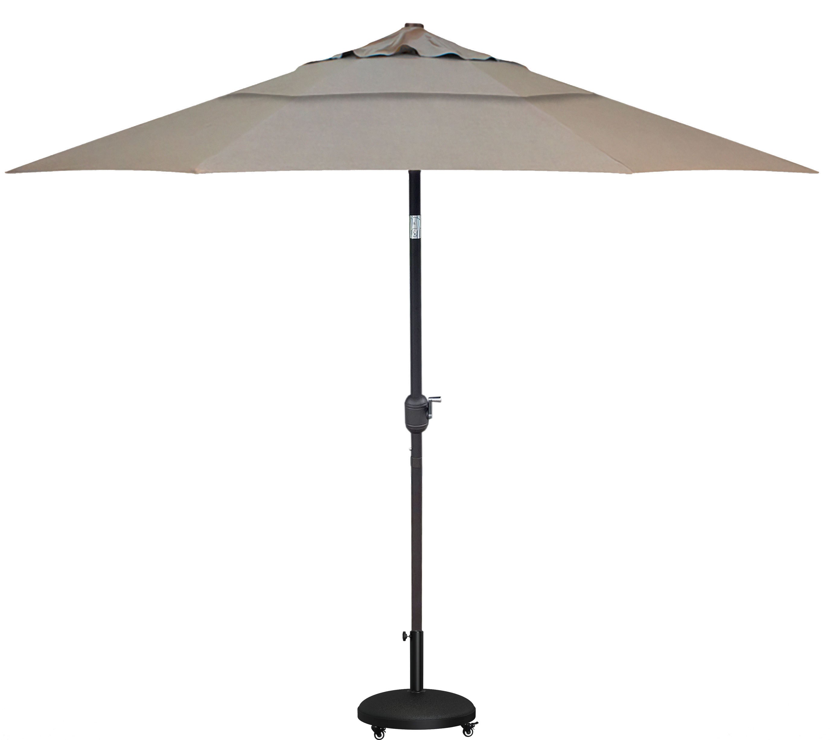 DURAWEATHER POLY® 9'ft Patio Umbrella Push Button Tilt Double Wind Vents Includes Base in Sunbrella Fabrics