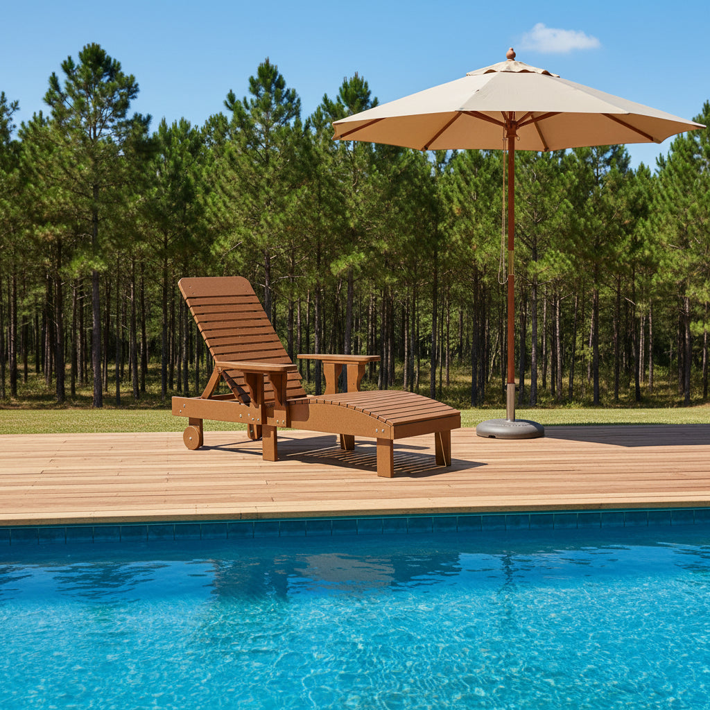 Traditional Chaise Lounge With Wheels And Adjustable Back