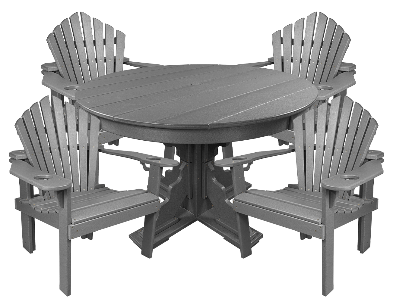 5-Piece 44”rd. Bridgewater Dining Set With Built In Cupholders