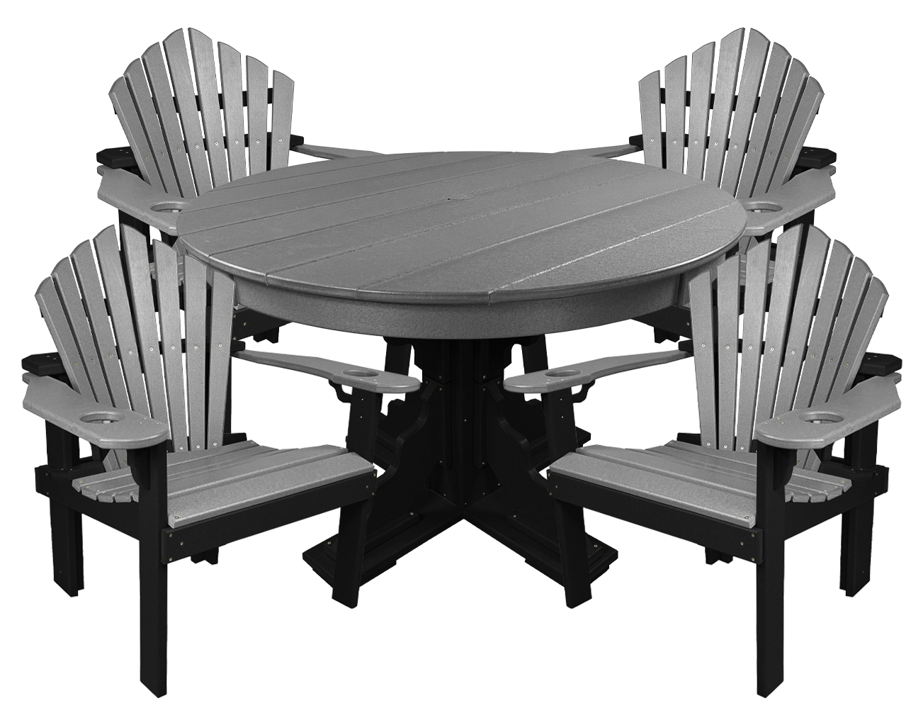 5-Piece 44”rd. Bridgewater Dining Set With Built In Cupholders