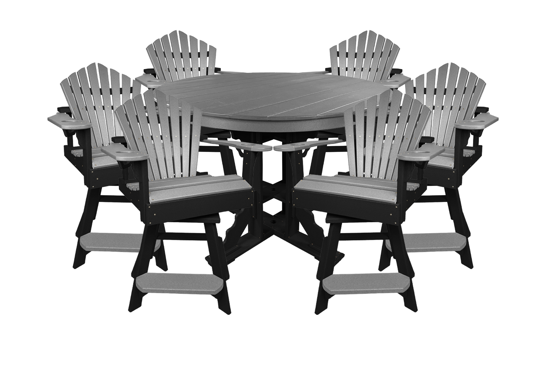 7-Piece 60”rd. Bridgewater Counter Swivels With Built In Cupholders Set