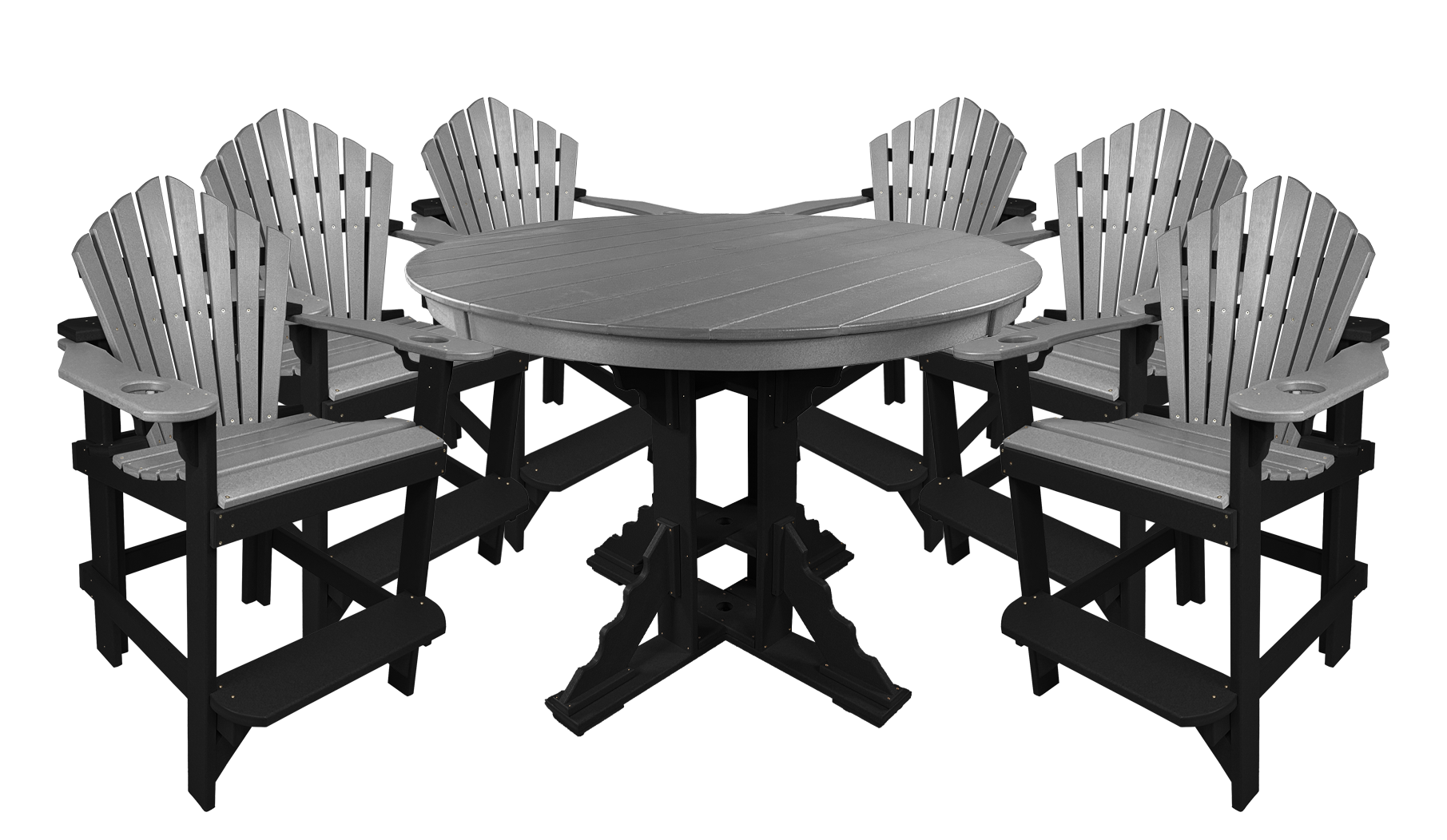 7-Piece 60”rd. Bridgewater Counter Set With Built In Cupholders