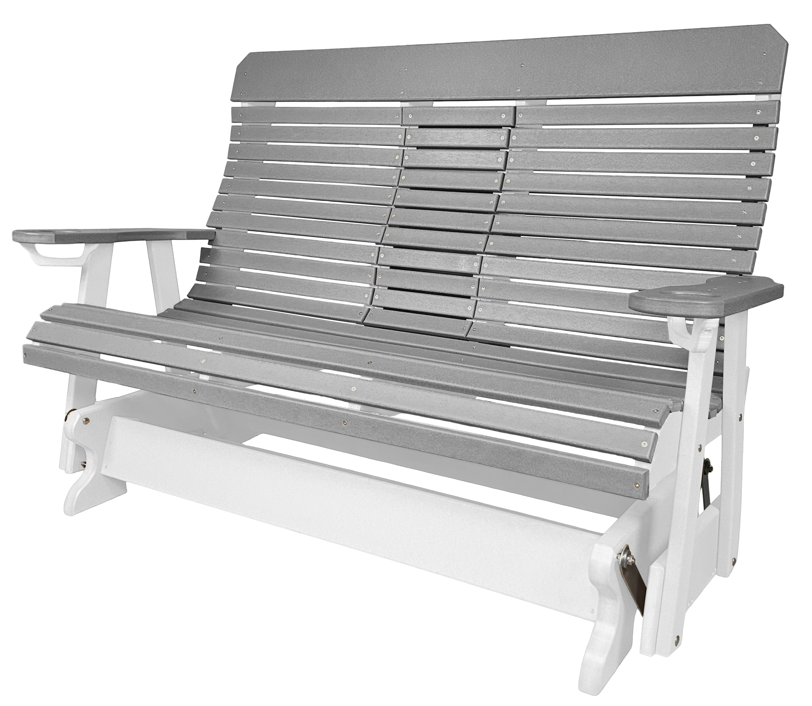 5’ft Rolled Back Loveseat Glider With Fold Down Console