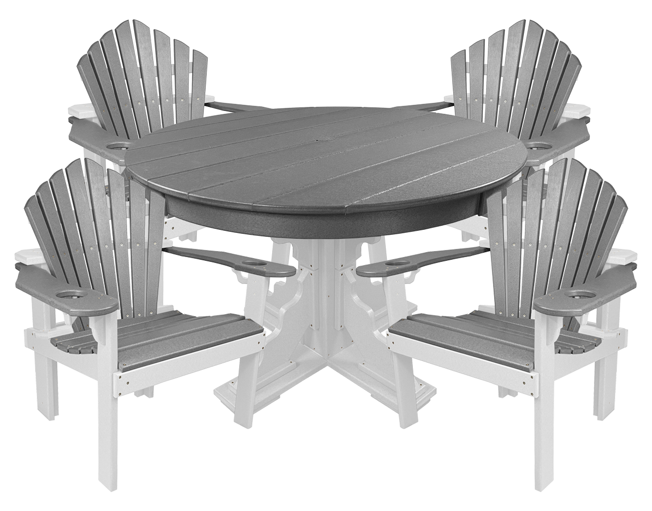 5-Piece 44”rd. Bridgewater Dining Set With Built In Cupholders