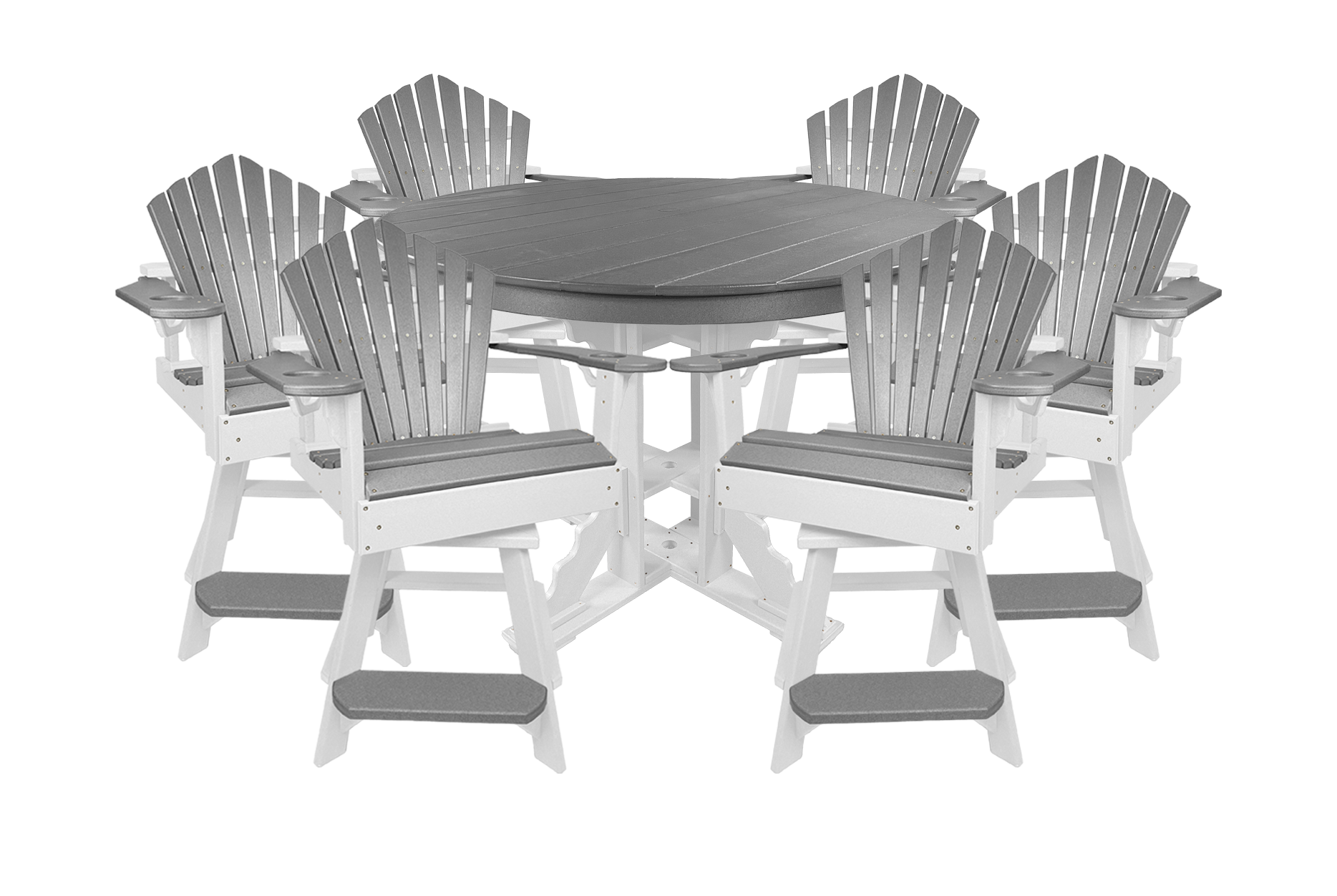 7-Piece 60”rd. Bridgewater Counter Swivels With Built In Cupholders Set