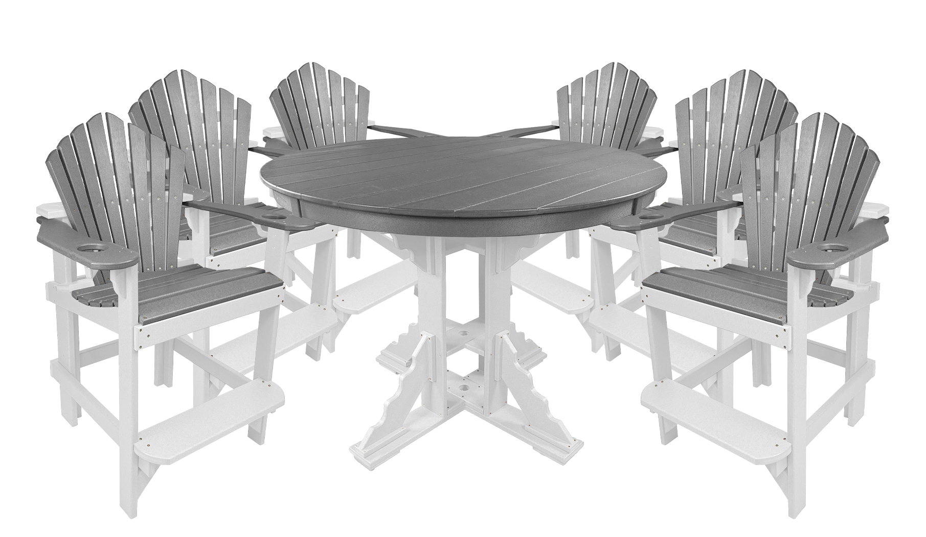 7-Piece 60”rd. Bridgewater Counter Set With Built In Cupholders