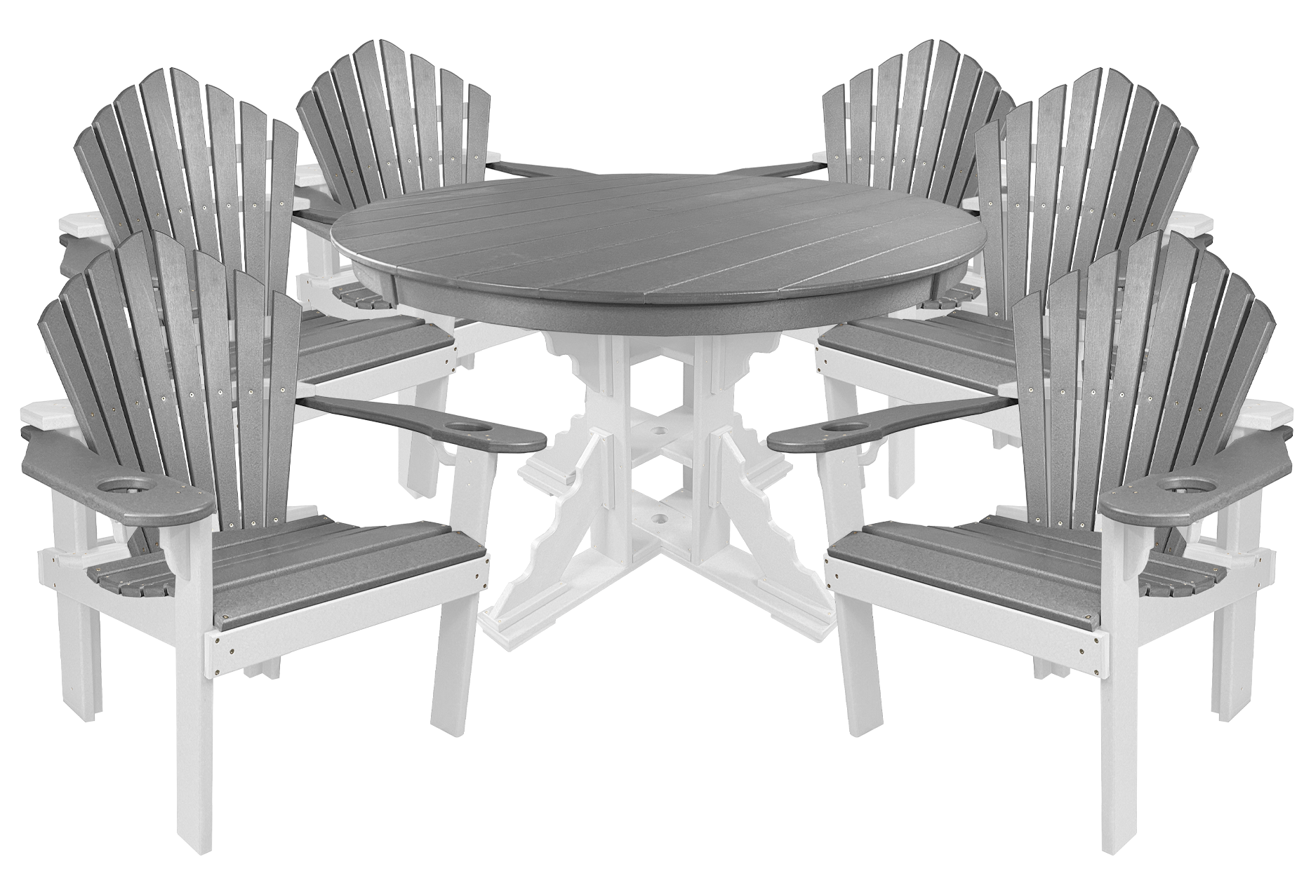7-Piece 60”rd. Bridgewater Dining Set With Built In Cupholders