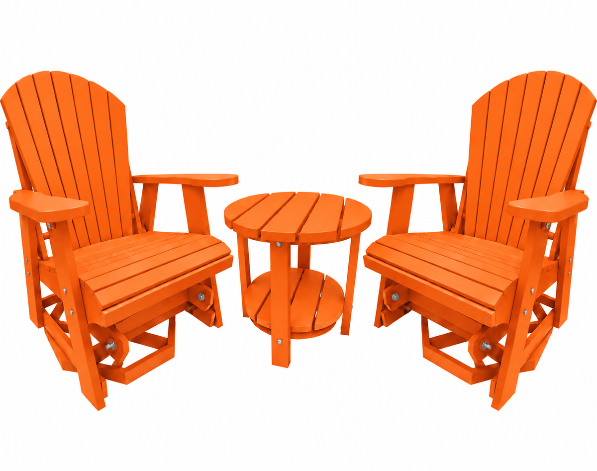 3-Piece Adirondack Swivel Gliders With Two Tier End Table