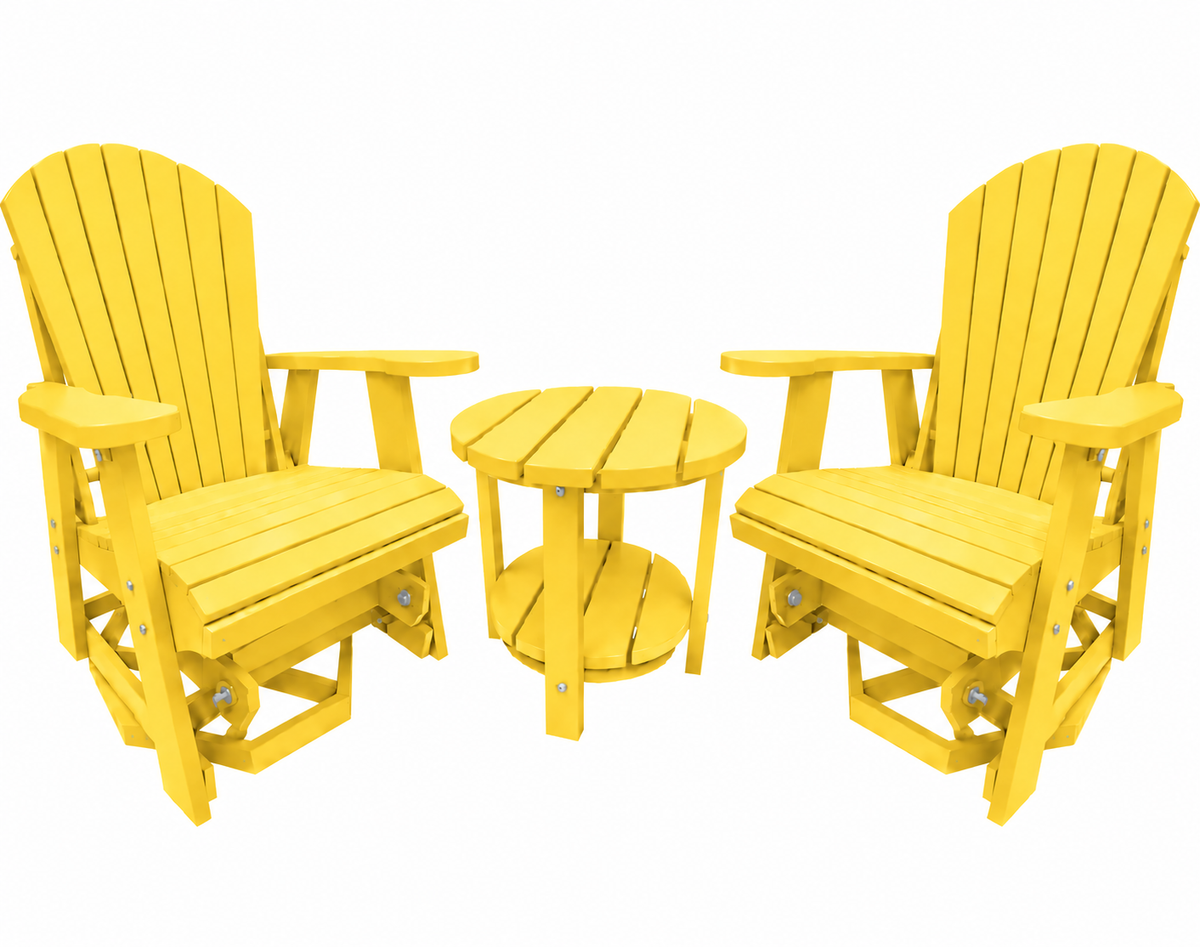 3-Piece Adirondack Swivel Gliders With Two Tier End Table