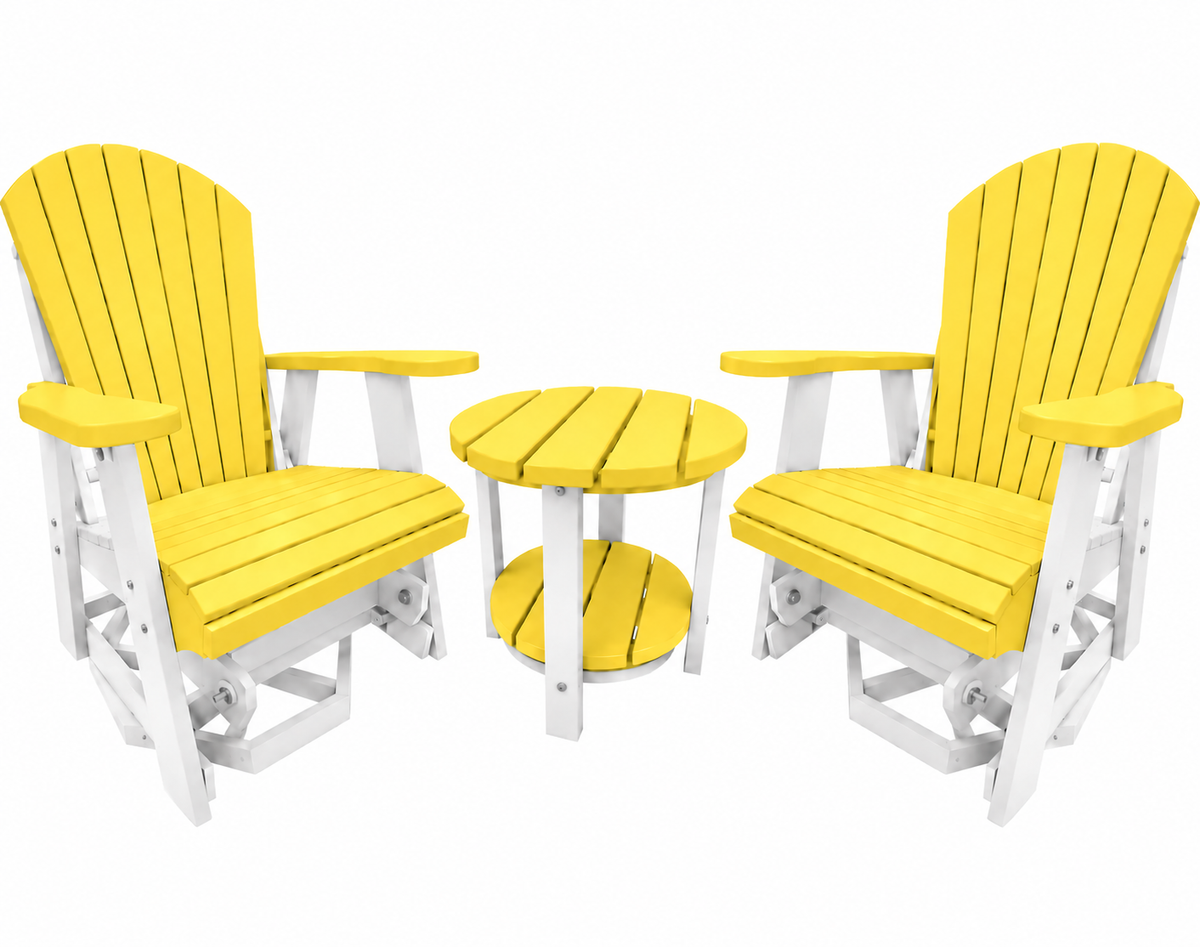 3-Piece Adirondack Swivel Gliders With Two Tier End Table