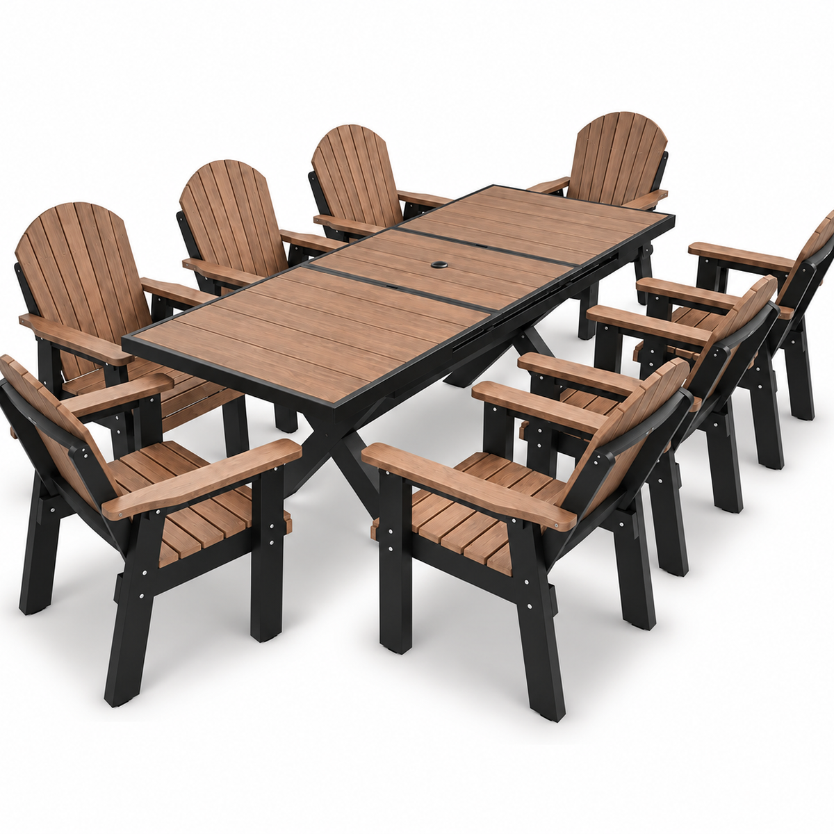 DuraWeather Poly® 9-Piece Extension Outdoor Dining Table Set