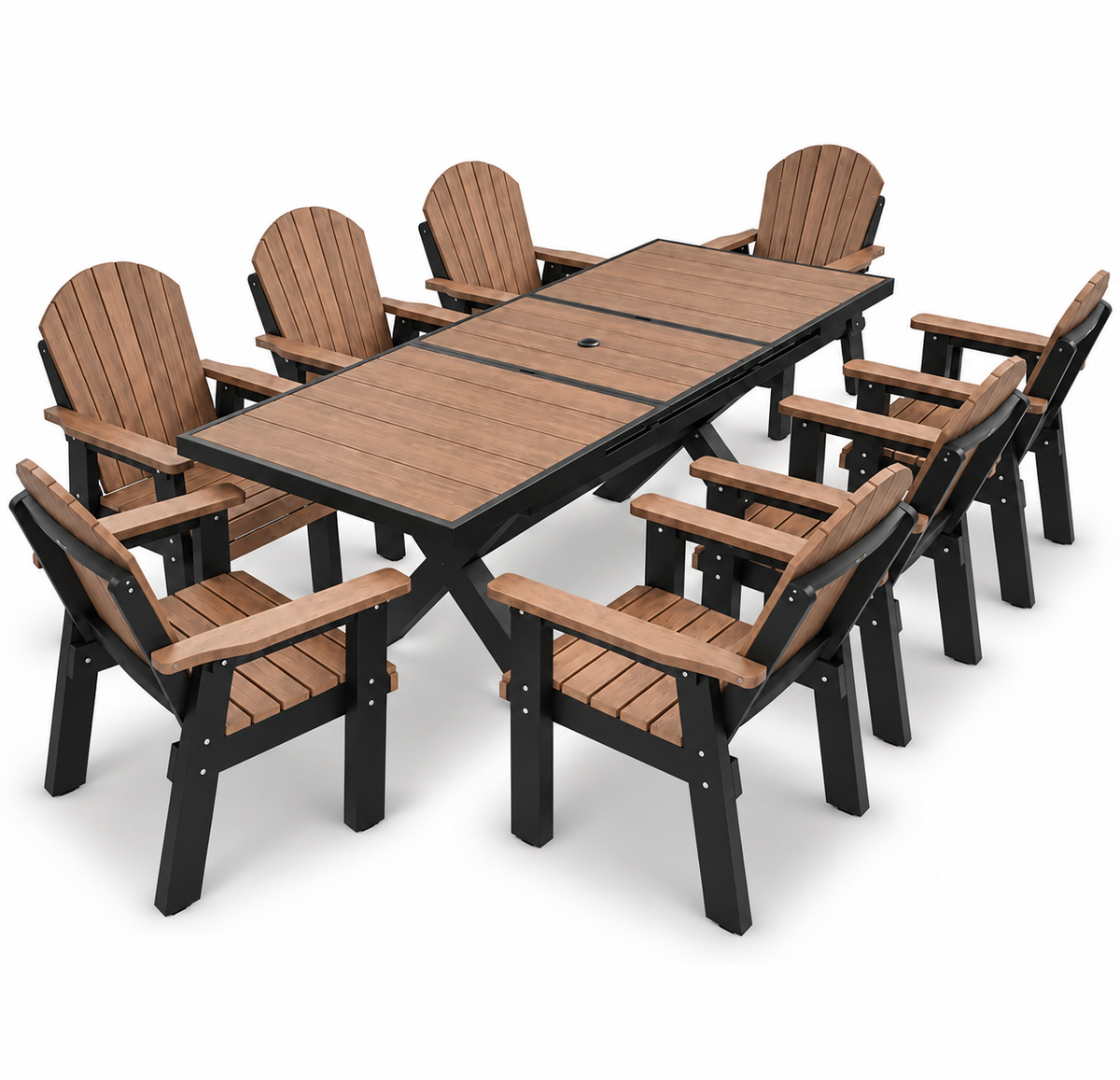 9-Piece Extension Adirondack Dining Table Set