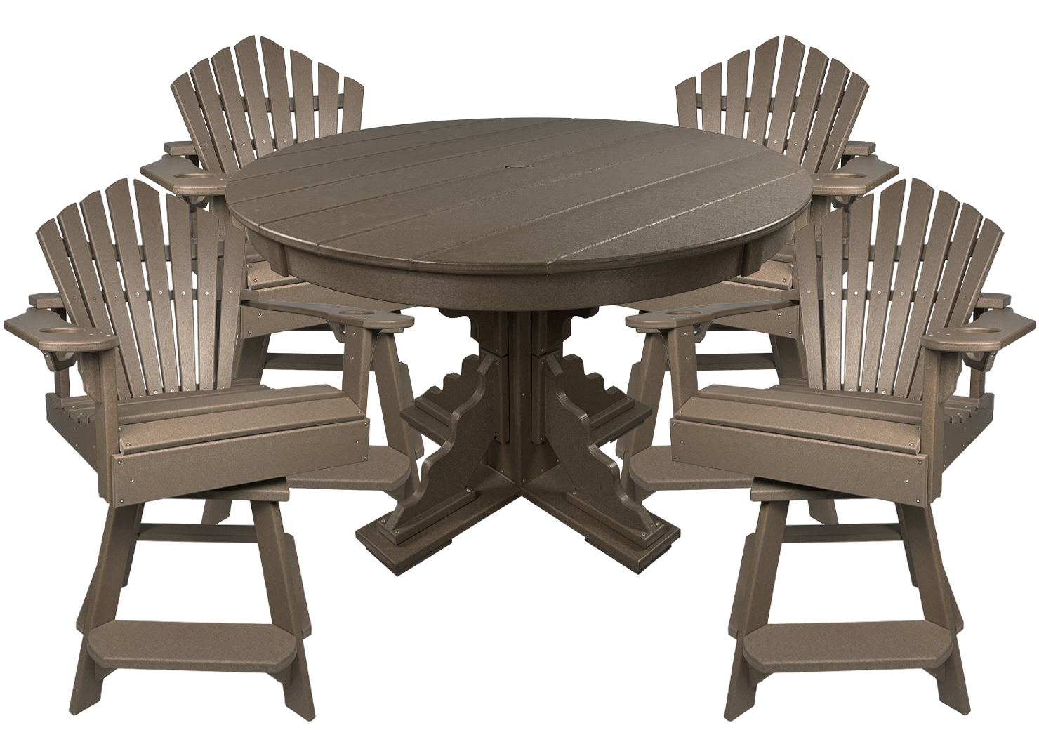 5-Piece 44”rd. Bridgewater Counter Swivels With Built In Cupholders Set