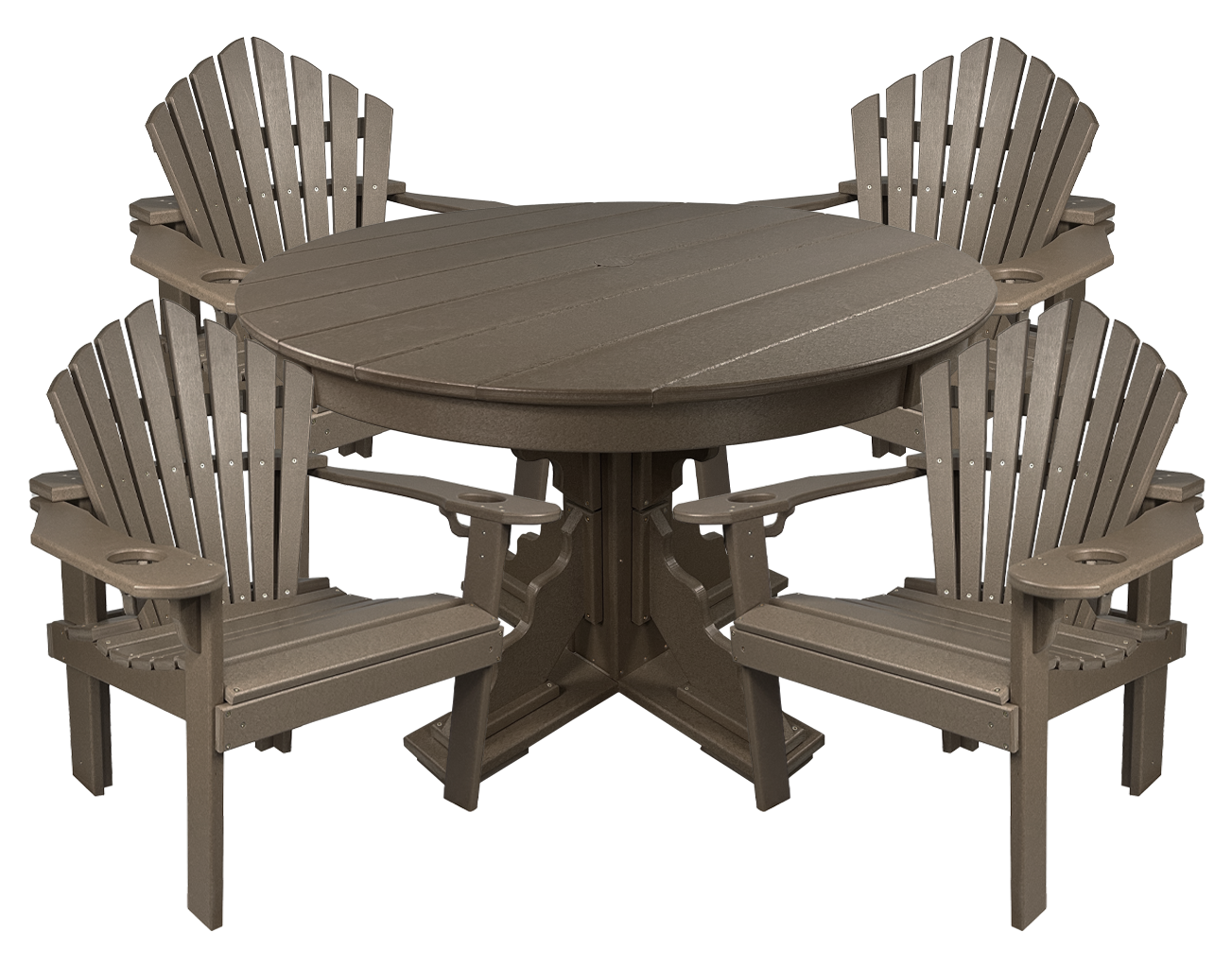 5-Piece 44”rd. Bridgewater Dining Set With Built In Cupholders