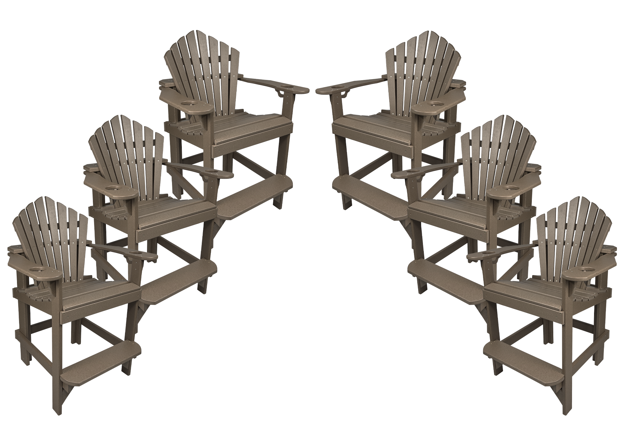 Set of 6 - Bridgewater Counter Chairs With Built In Cupholders
